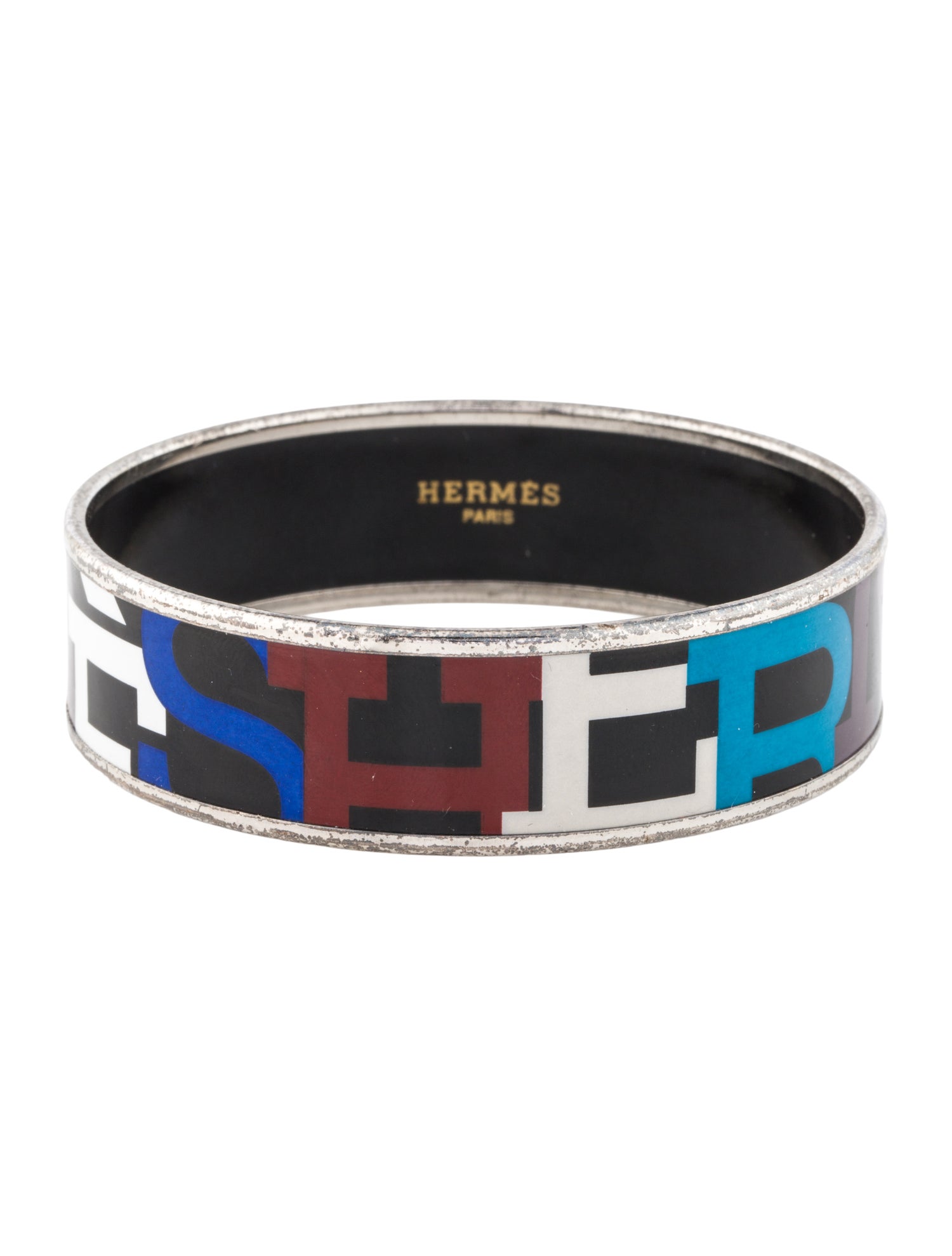 Hermès Wide Enamel Bangle Bracelet