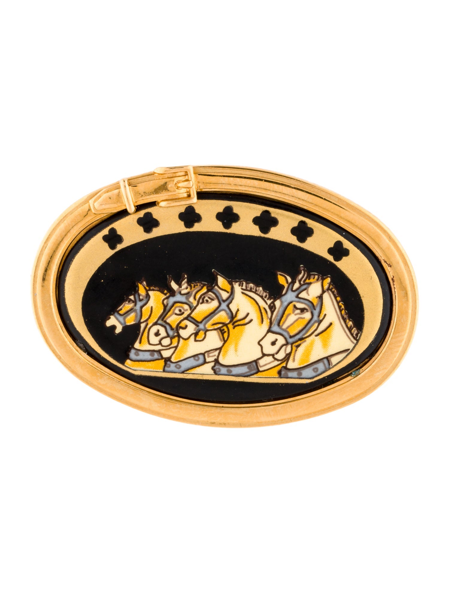 Hermès Vintage Enamel Chevaux Brooch Pin