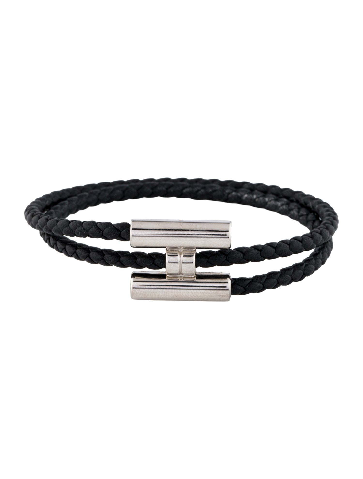 Hermès Leather Tournis Tresse Double Tour Wrap Bracelet