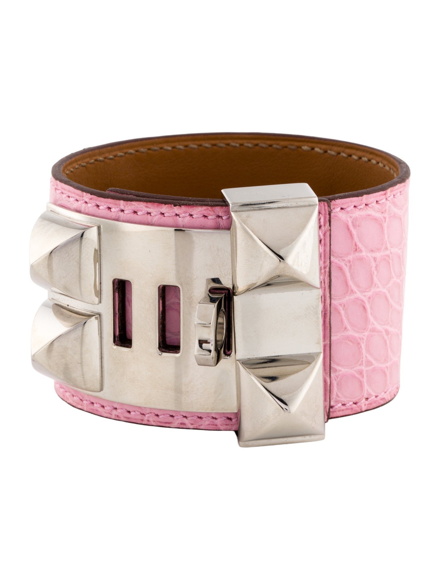 Hermès Leather Alligator Collier de Chien Bracelet