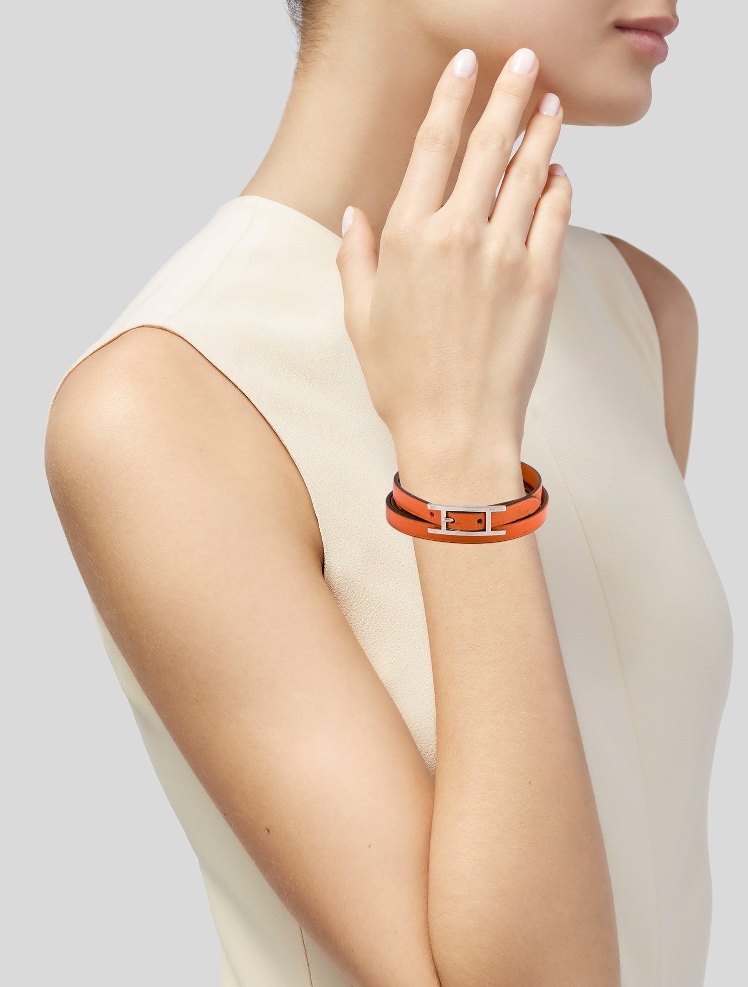 Hermès Behapi Leather Triple Wrap Bracelet