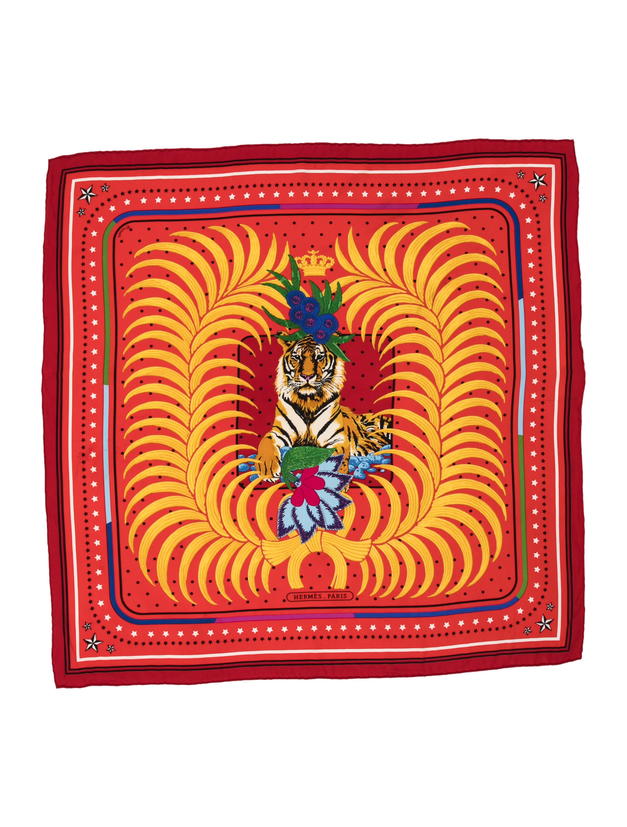Hermès Tiger Royal Fleuri Silk Scarf