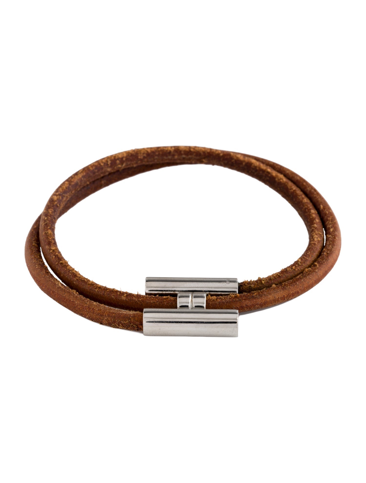 Hermès Leather Tournis Tresse Wrap Bracelet