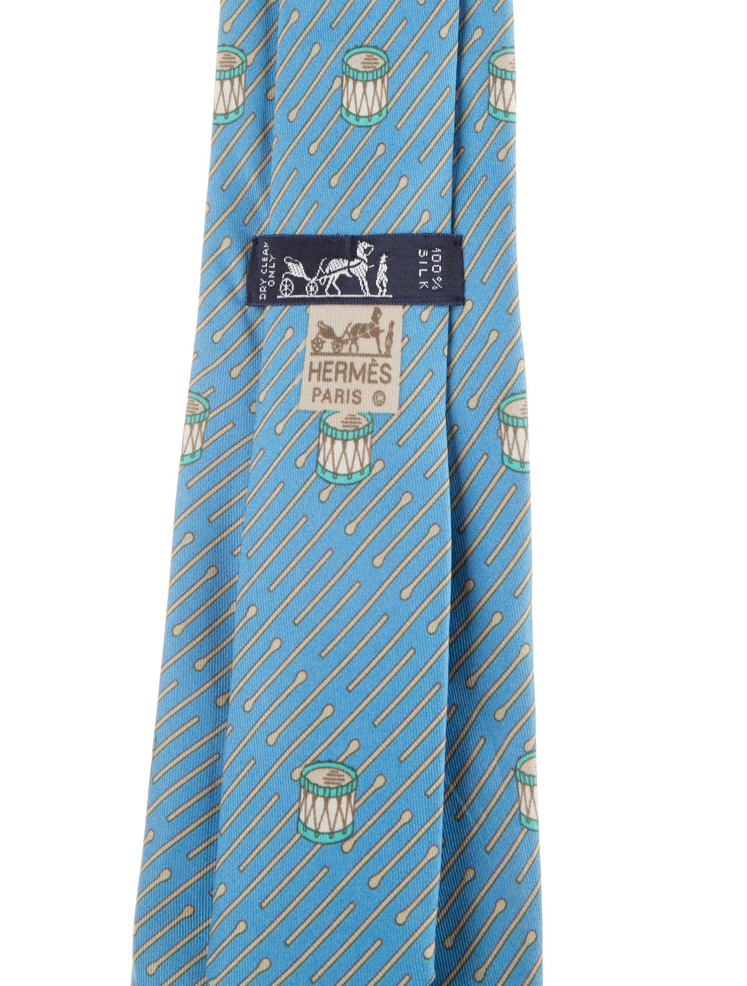 Hermès Drum Motif Pattern Print Necktie