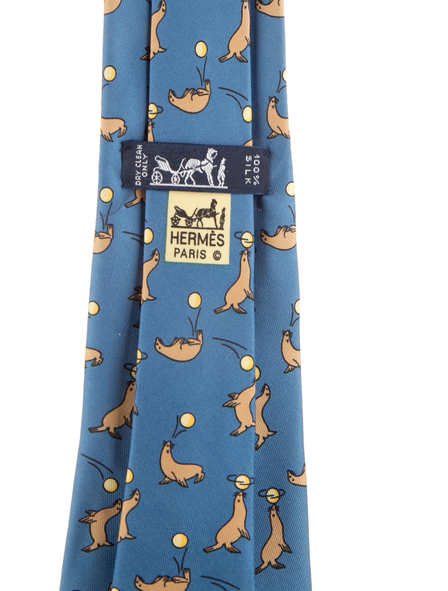 Hermès Seal Motif Pattern Print Necktie