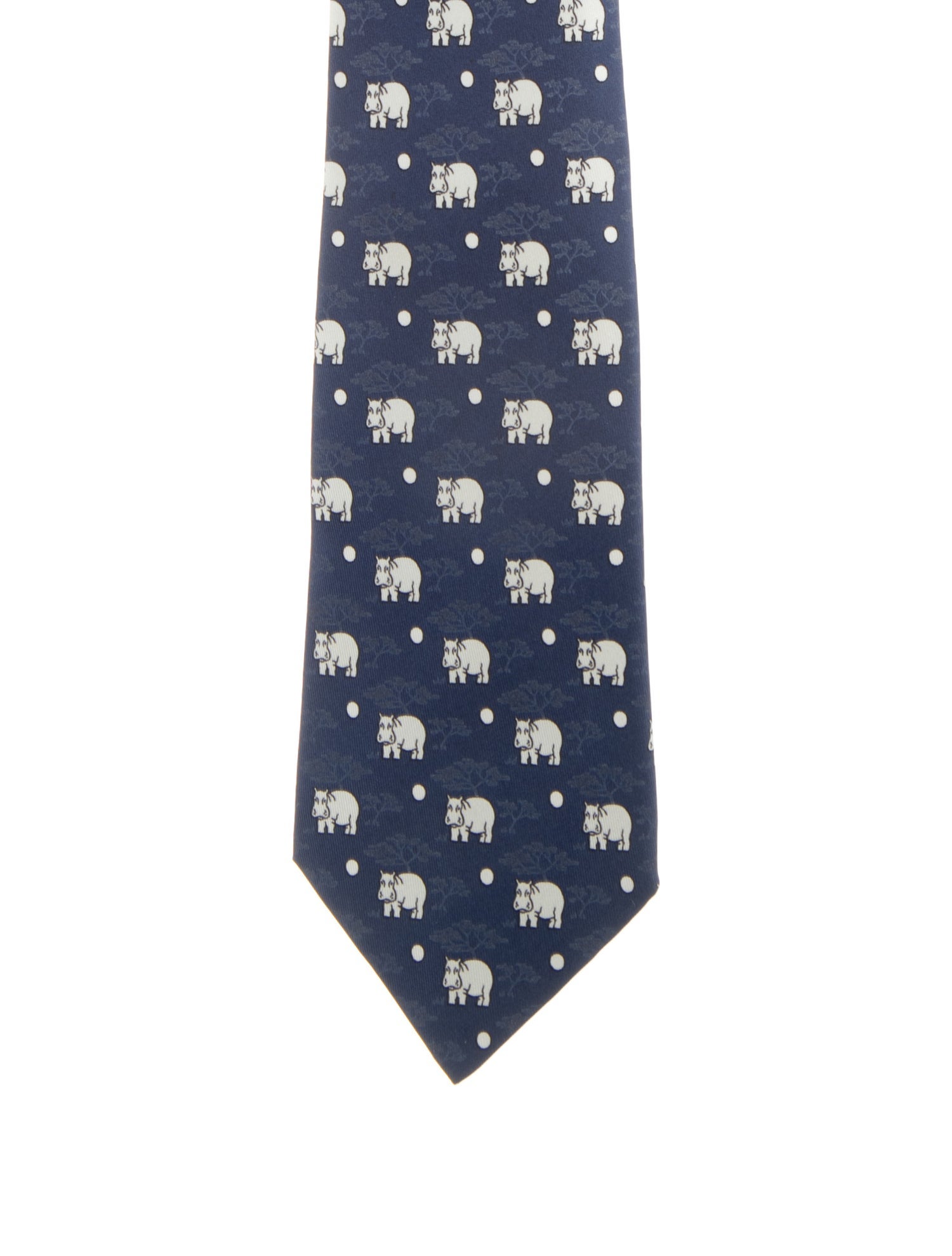 Hermès Hippo Motif Pattern Print Necktie