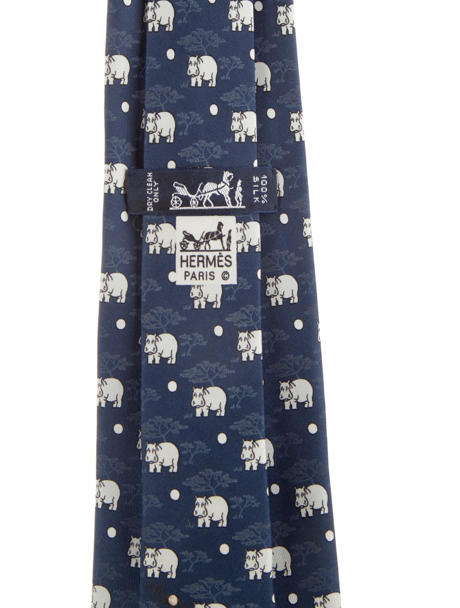 Hermès Hippo Motif Pattern Print Necktie