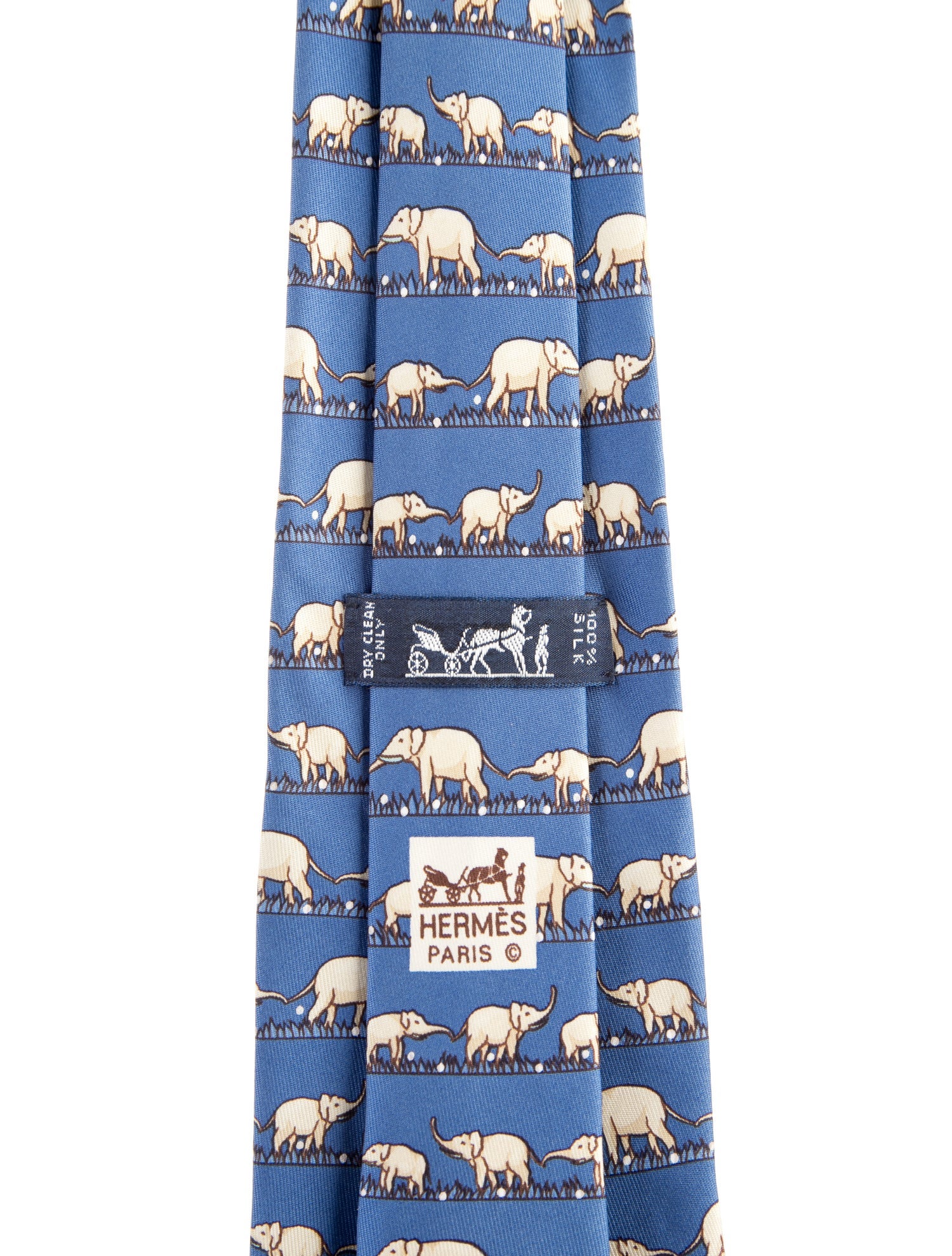 Hermès Elephant Motif Pattern Print Necktie
