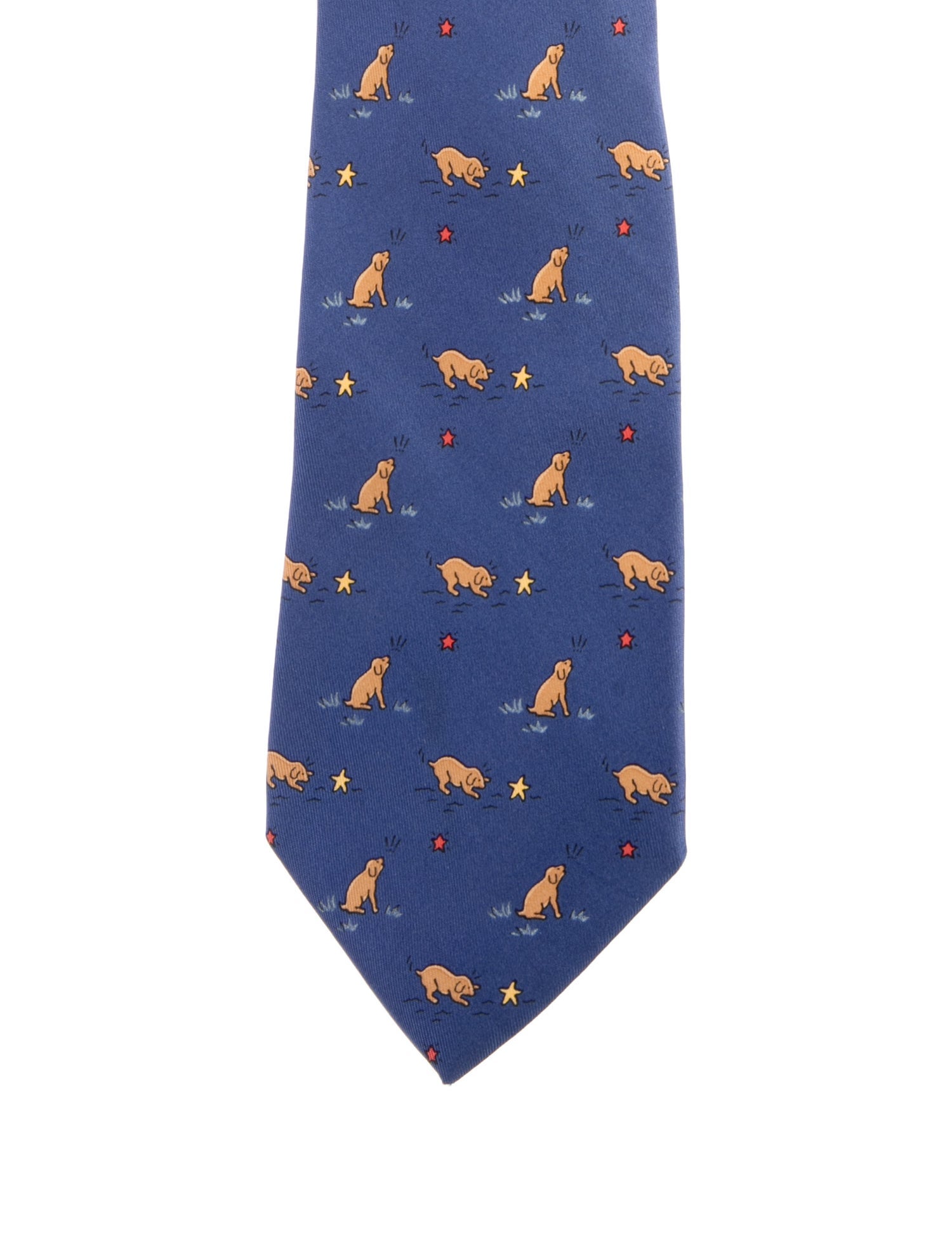 Hermès Dog Motif Pattern Print Necktie
