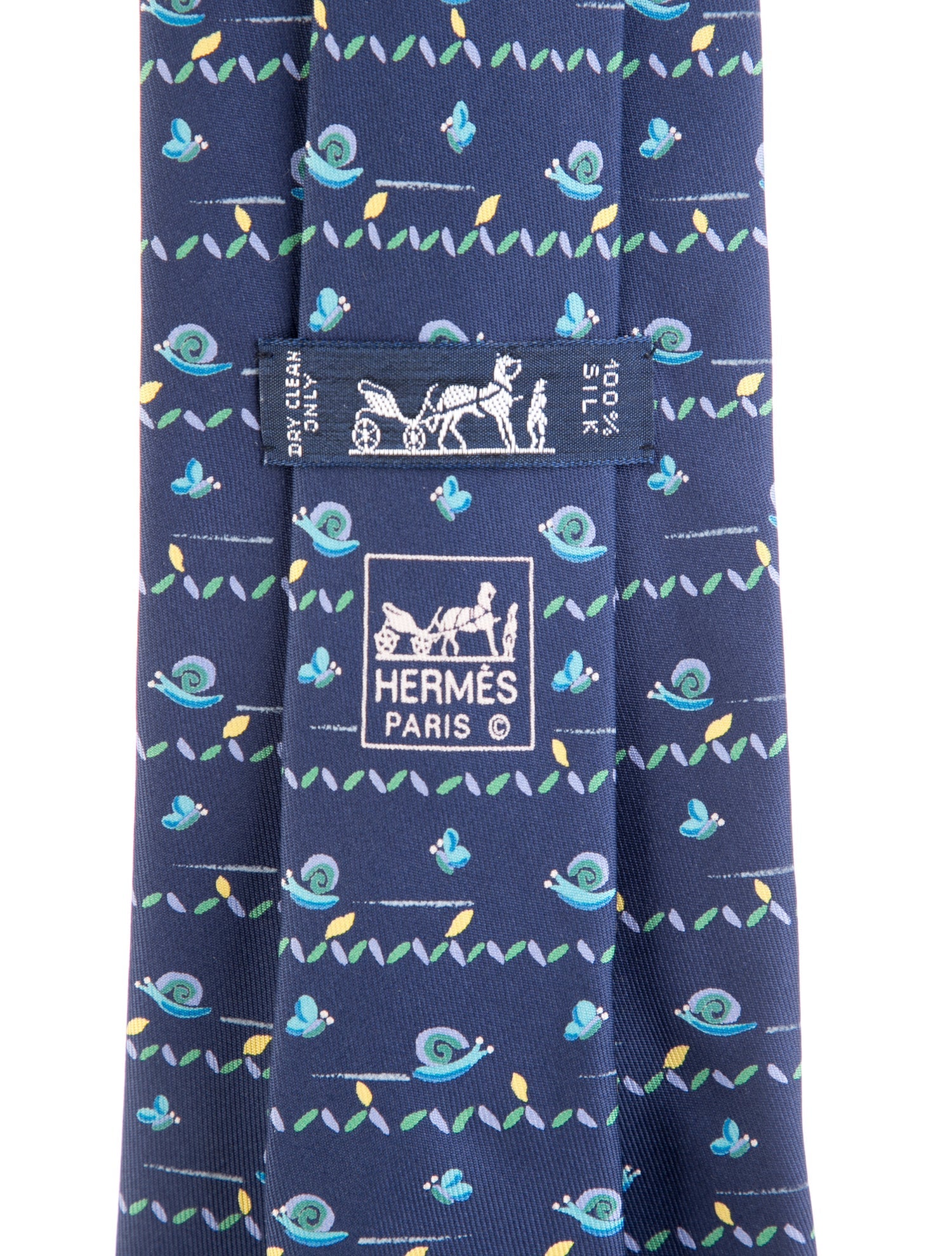 Hermès Snail Pattern Print Motif Silk Necktie
