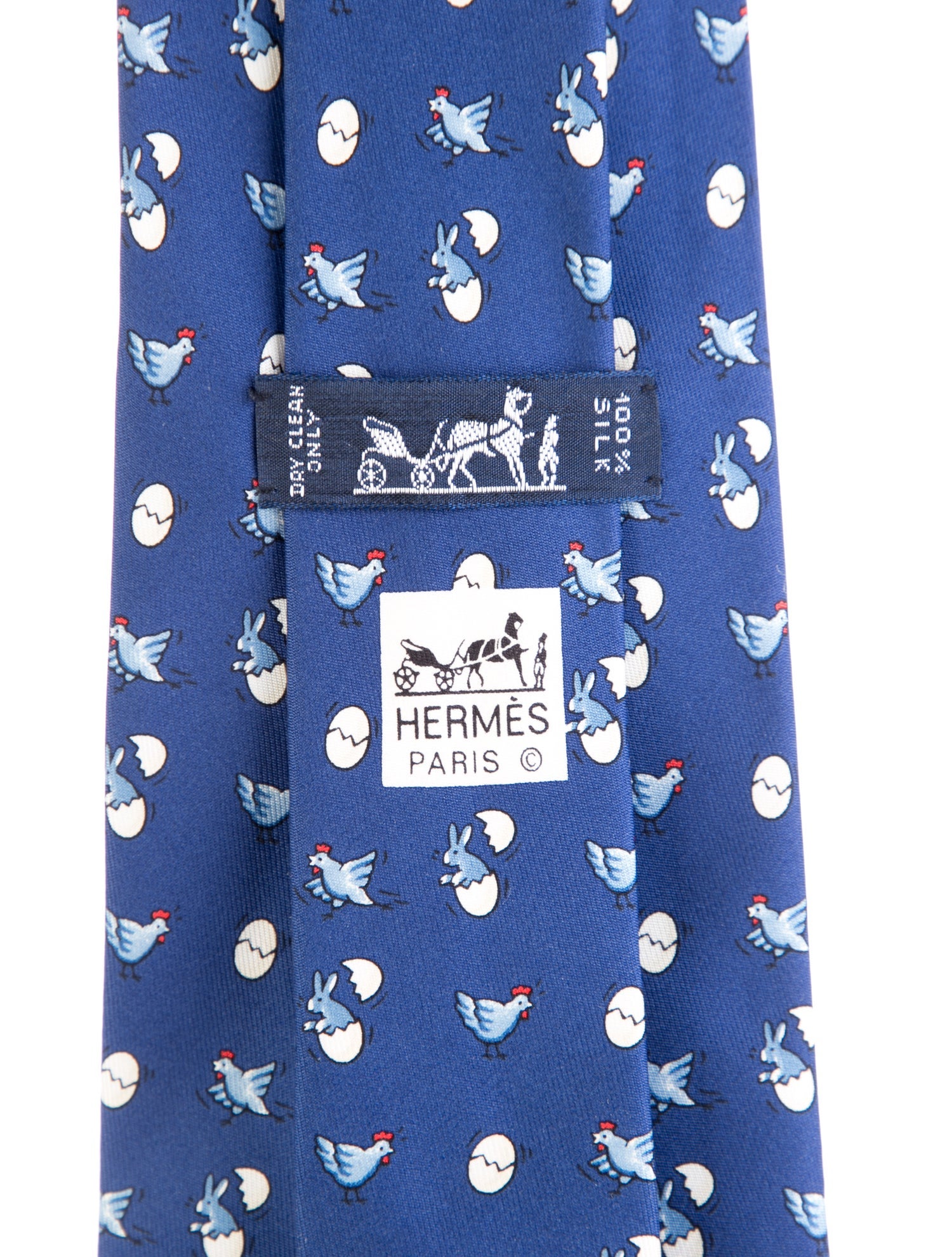 Hermès Motif Chicken Egg Pattern Print Neck Tie