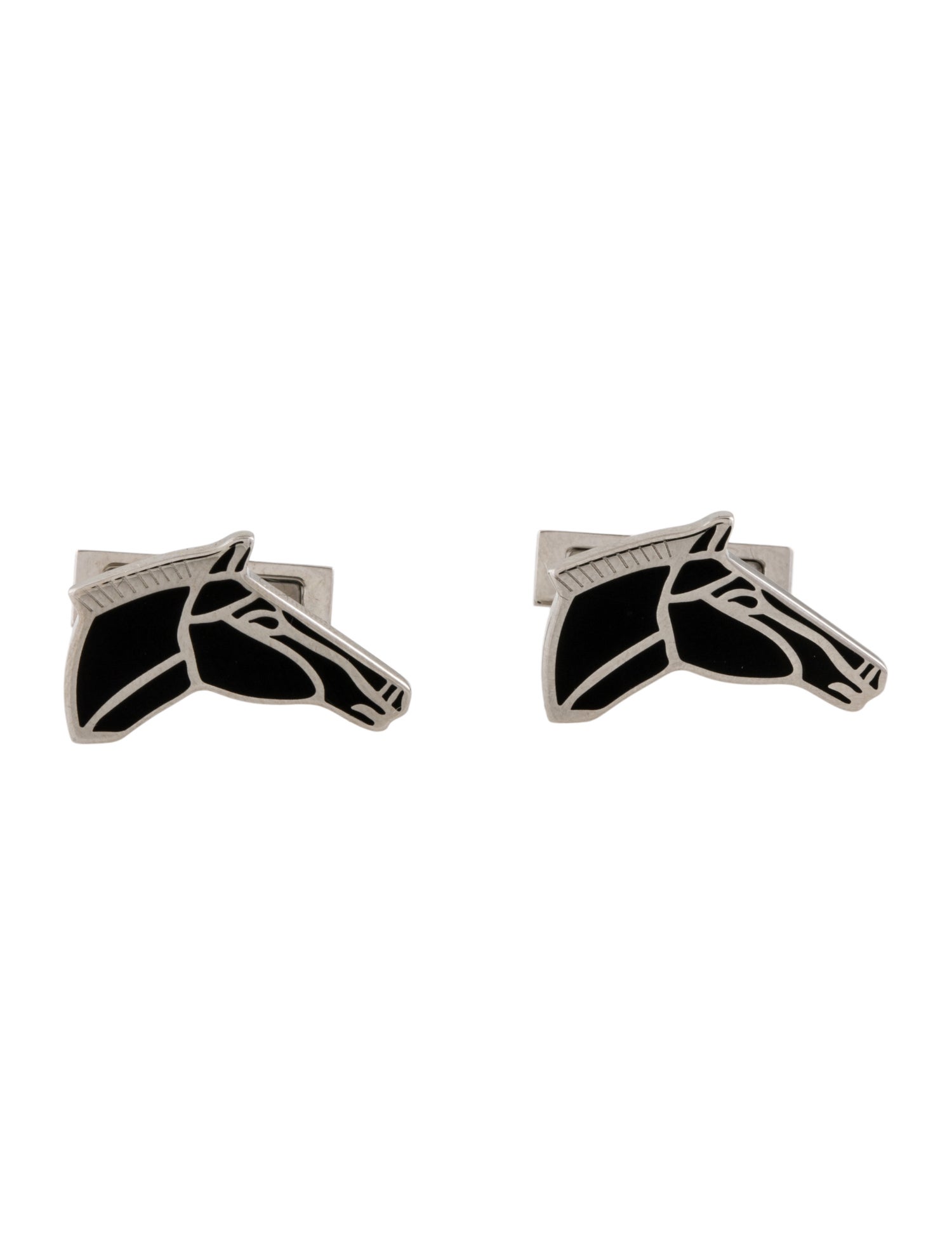 Hermès Enamel Horse Head Cufflinks