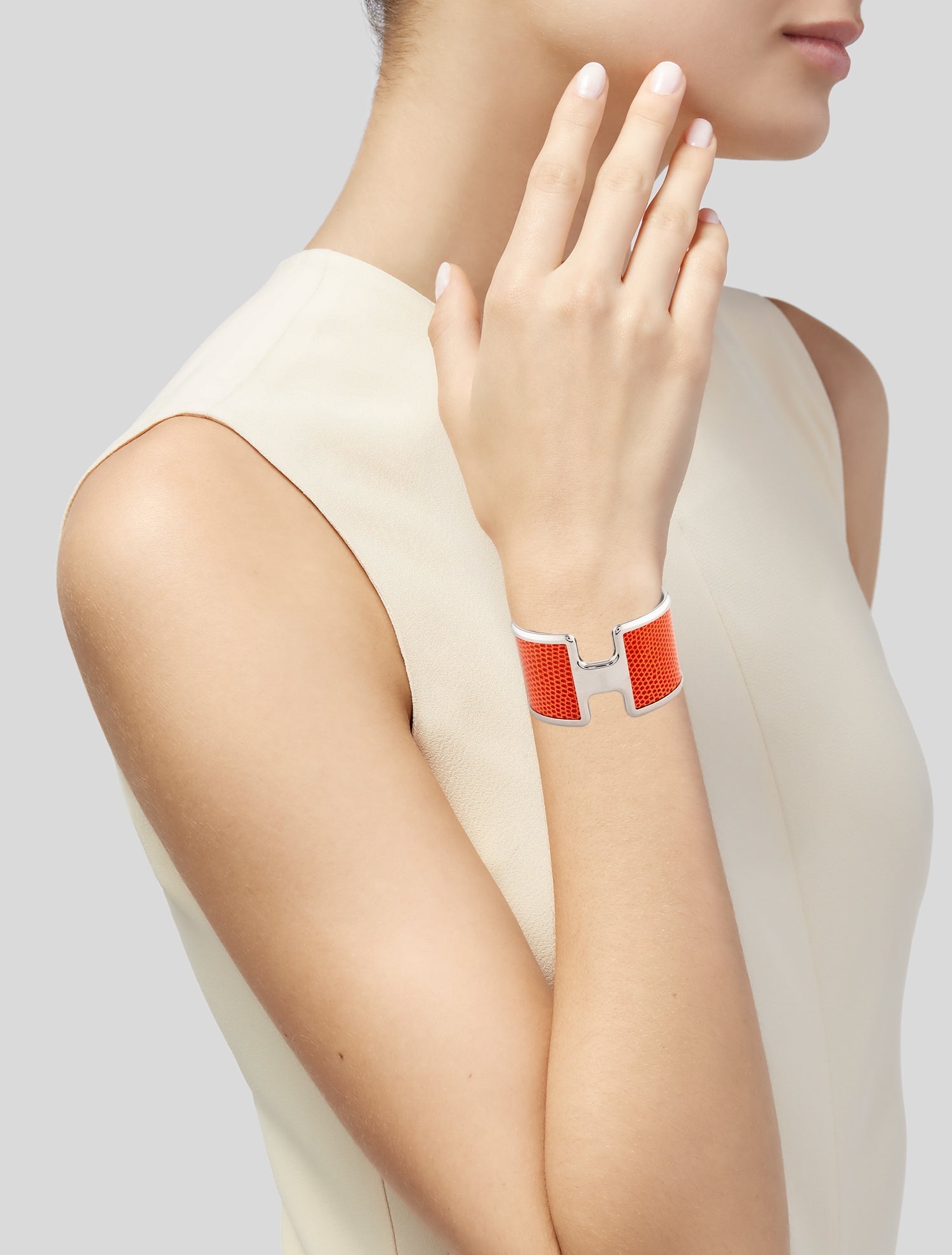 Hermès Leather Olympe Cuff Bracelet