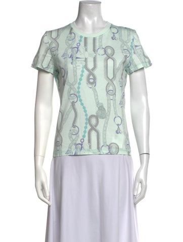 Pre-owned Hermes Graphic Print Crew Neck T-shirt In White
