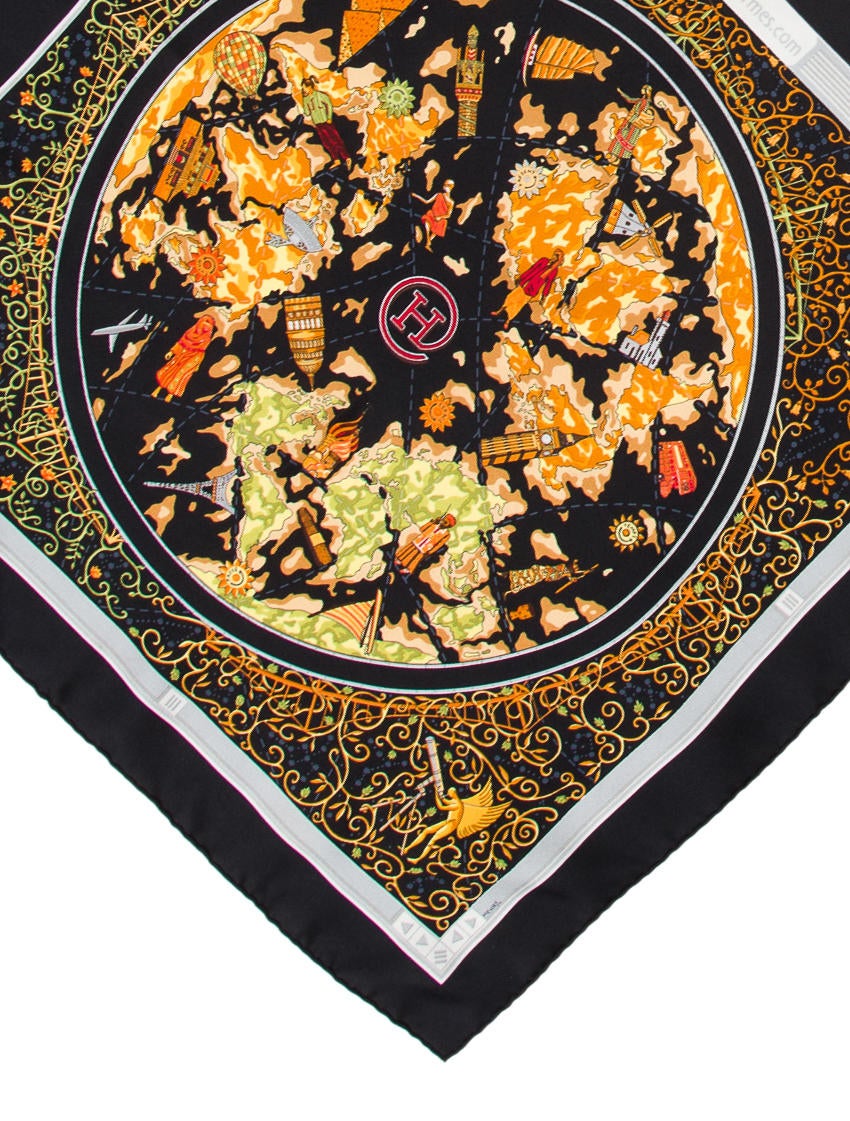 Hermès Monsieur et Madame Pocket Square in Purple/Blue/Multi main image 1