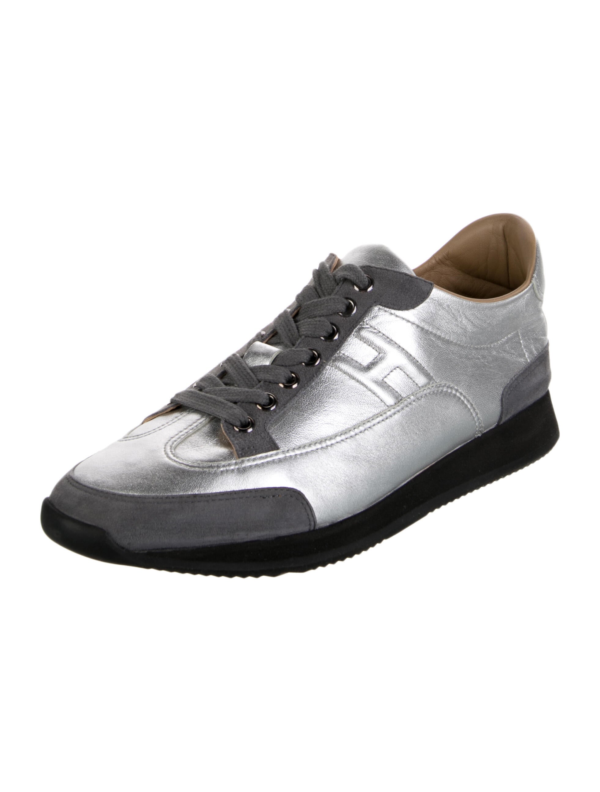 Hermès Leather Colorblock Pattern Sneakers