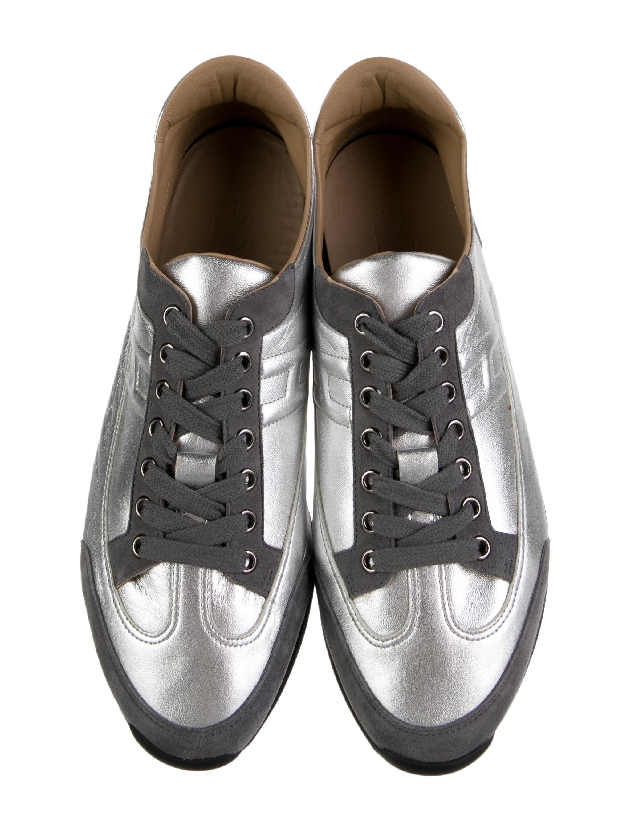 Hermès Leather Colorblock Pattern Sneakers