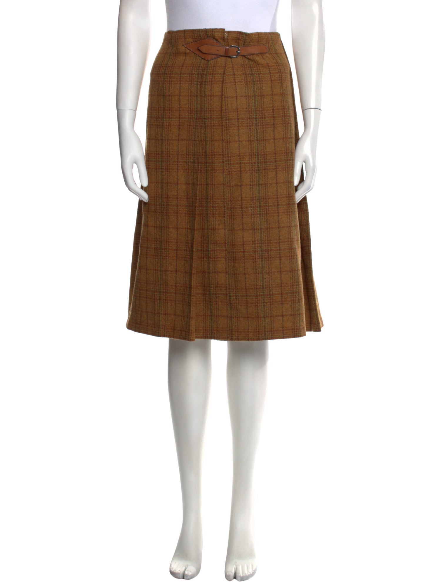 Hermès Sport Plaid Print Knee-Length Skirt