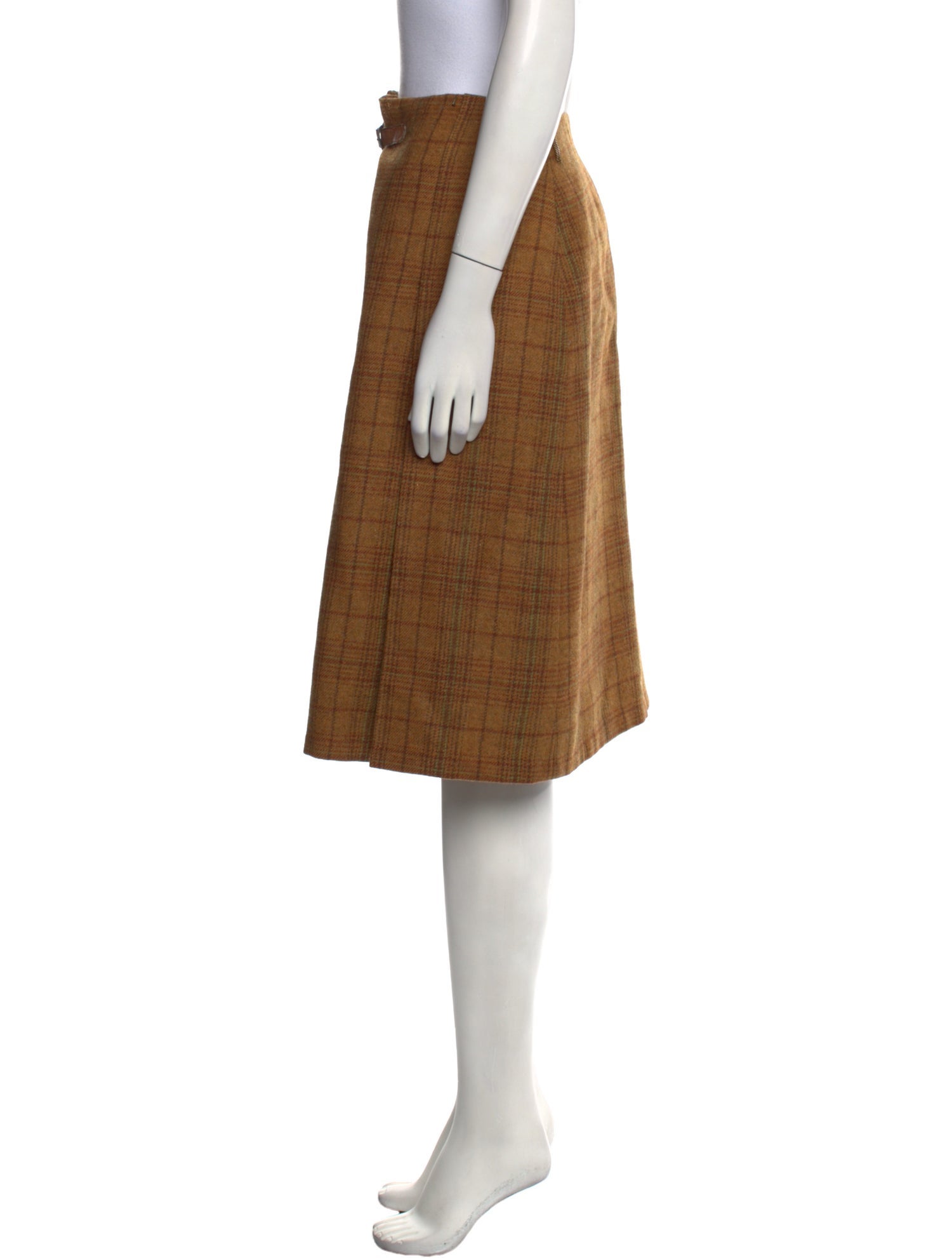 Hermès Sport Plaid Print Knee-Length Skirt