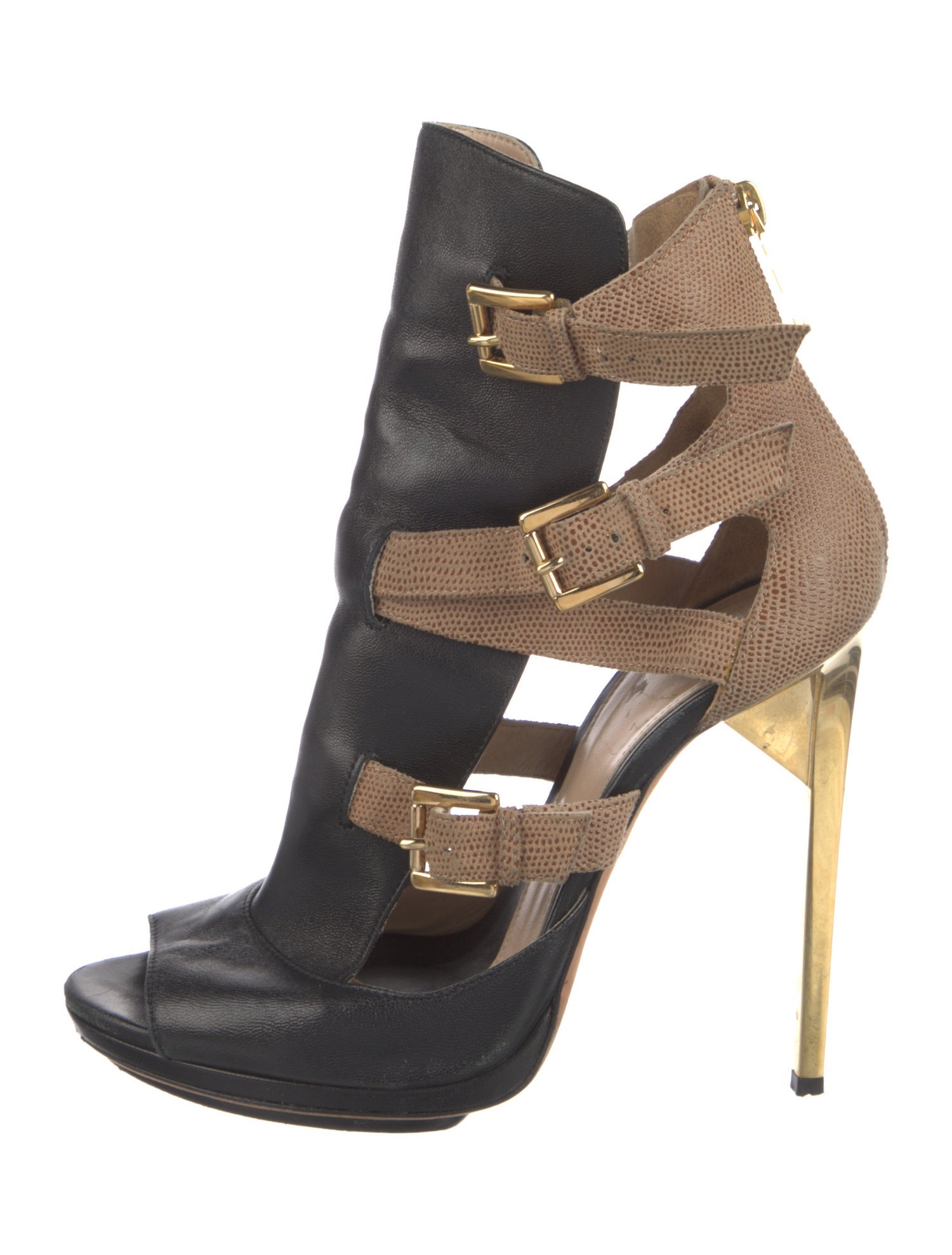 Herve Leger Leather Animal Print Boots