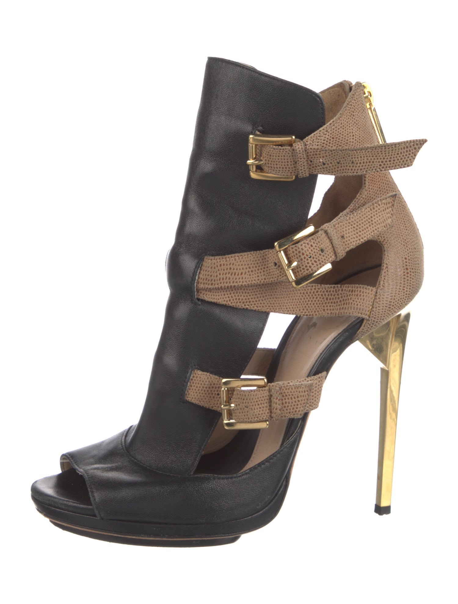 Herve Leger Leather Animal Print Boots