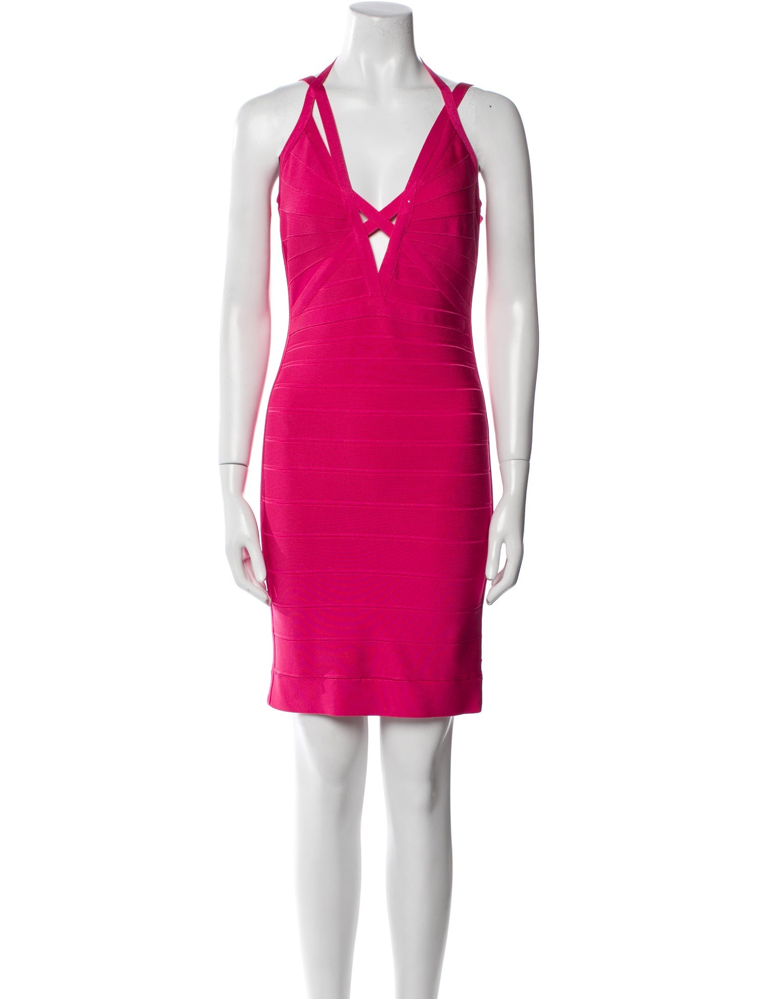 Herve Leger V-Neck Mini Dress