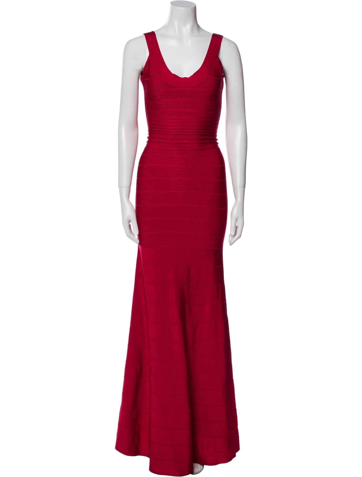 Herve Leger Scoop Neck Long Dress