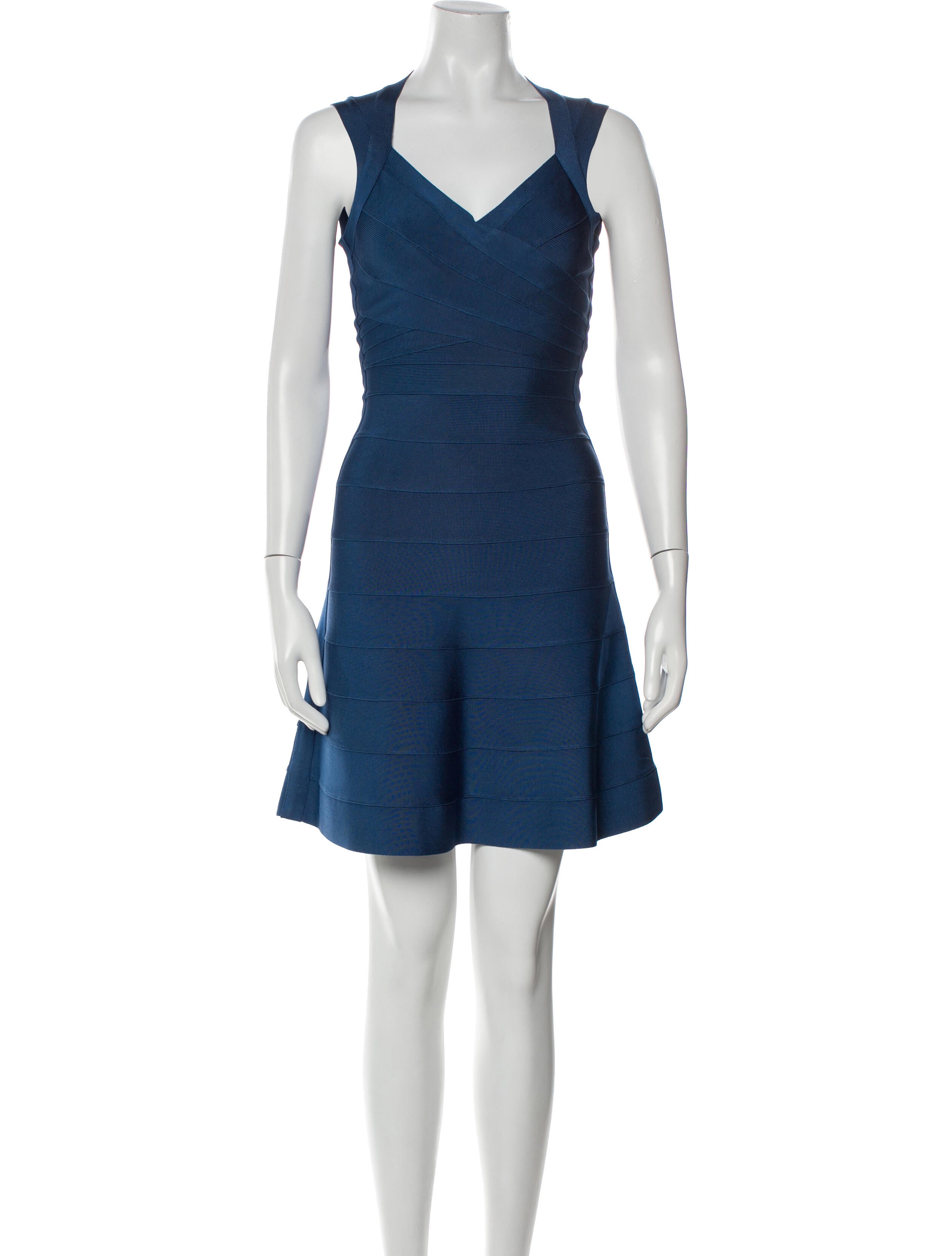 Herve Leger V-Neck Mini Dress