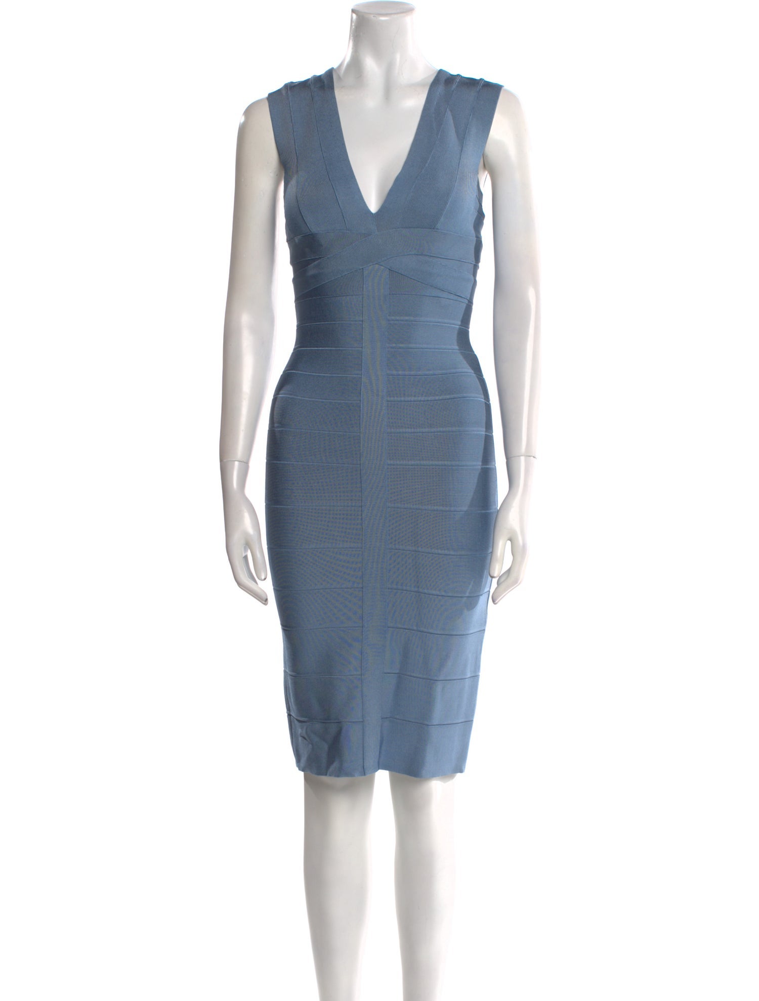 Herve Leger V-Neck Knee-Length Dress