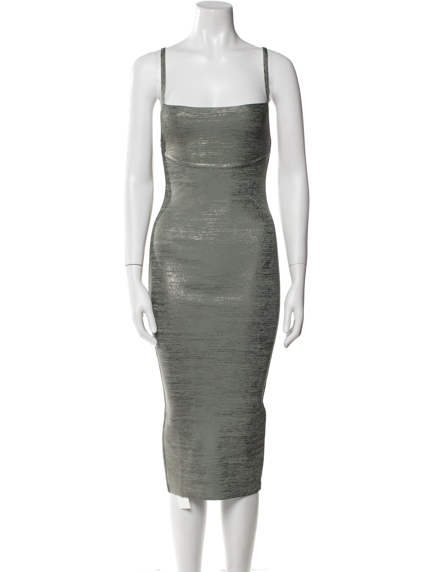 Herve Leger Square Neckline Midi Length Dress