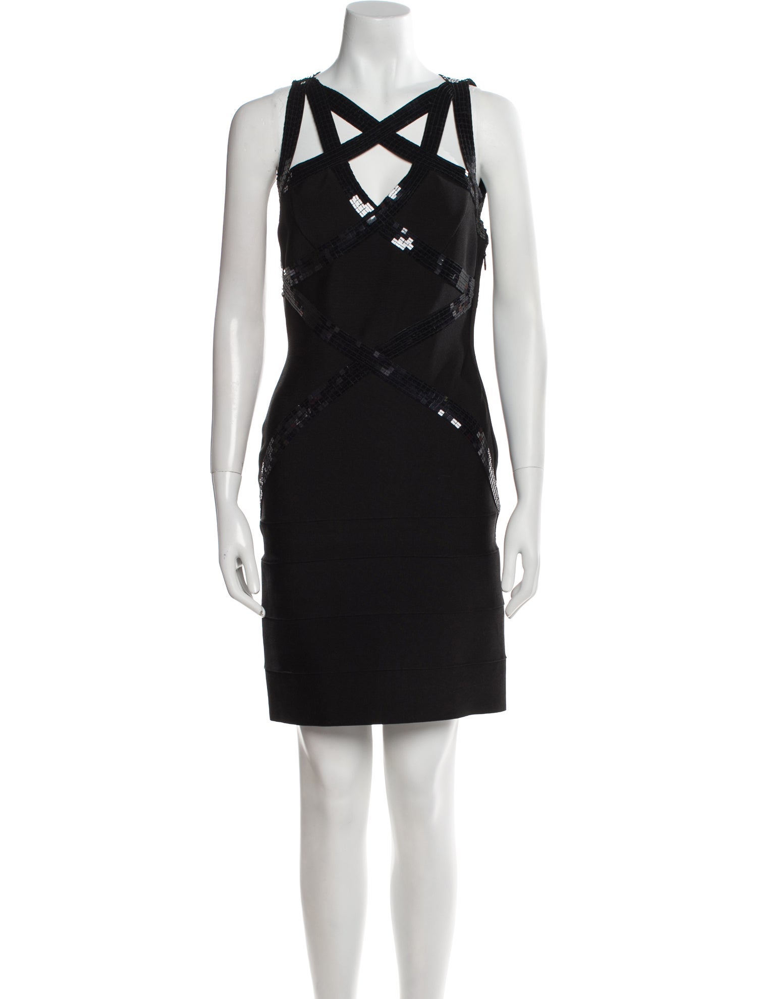 Herve Leger V-Neck Mini Dress