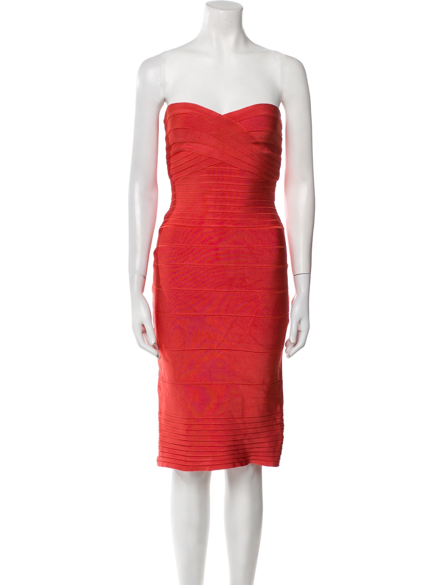 Herve Leger Strapless Knee-Length Dress