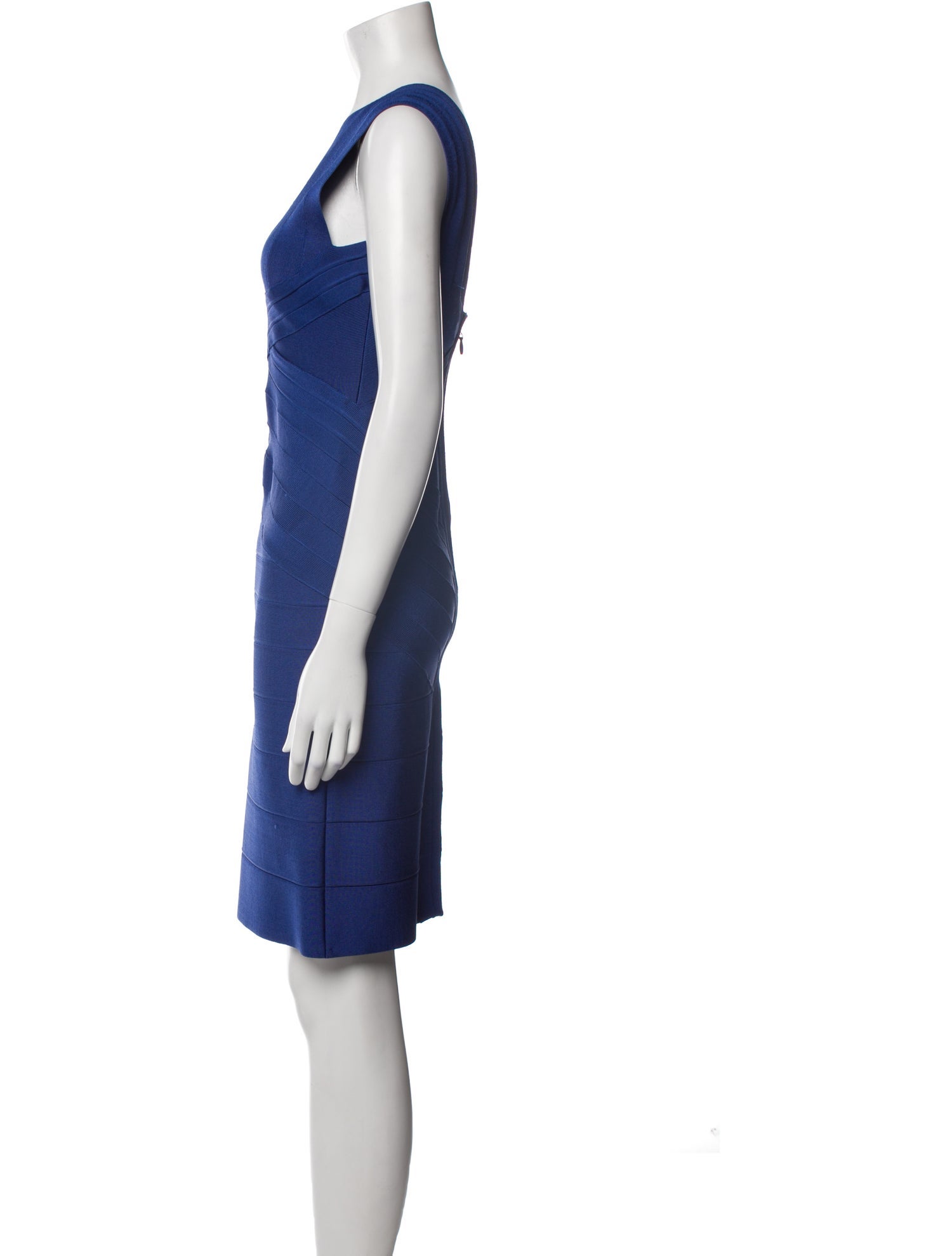 Herve Leger V-Neck Knee-Length Dress