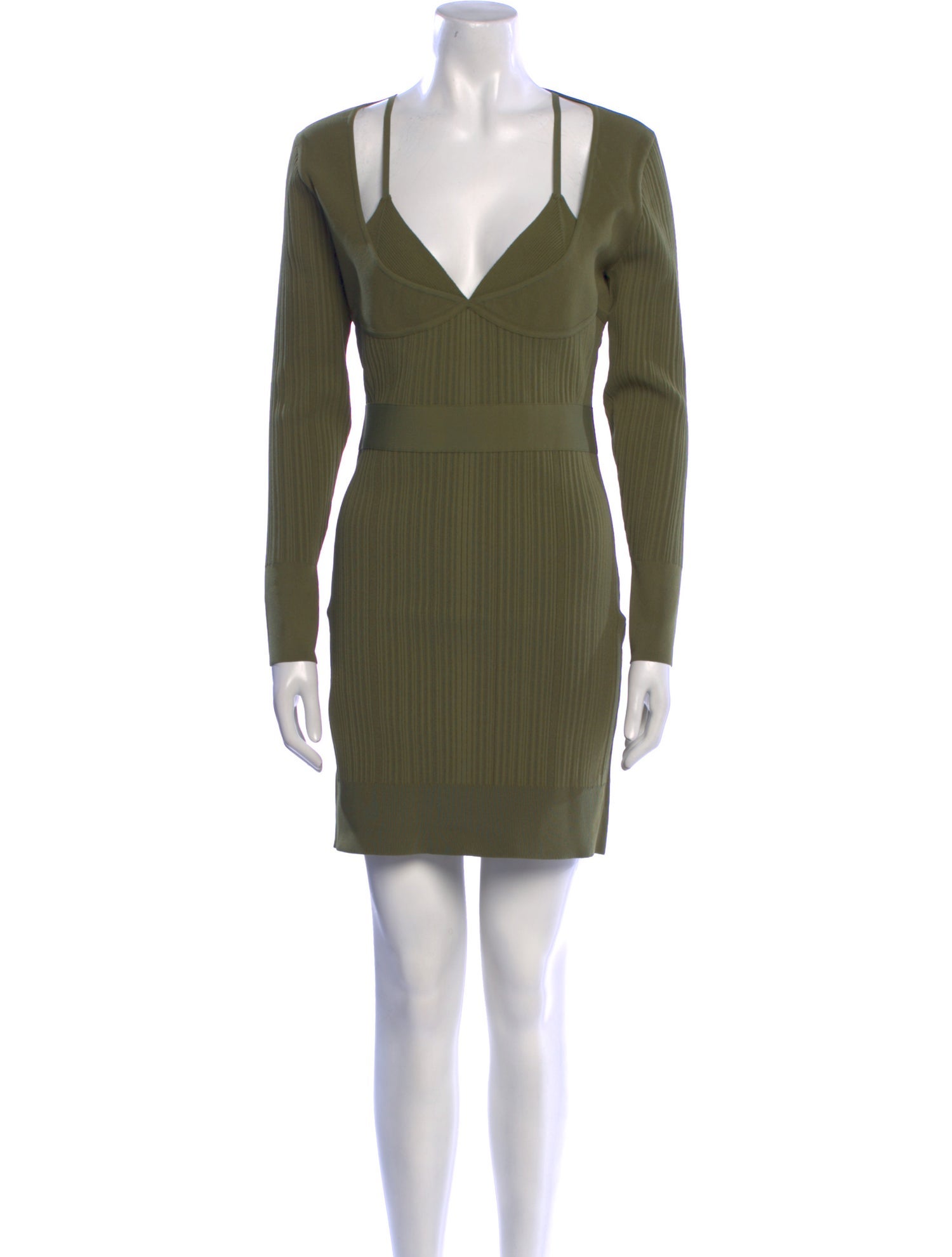 Herve Leger V-Neck Mini Dress