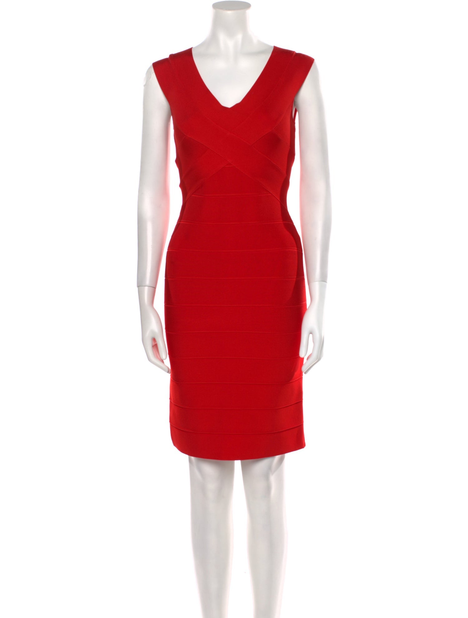 Herve Leger V-Neck Mini Dress