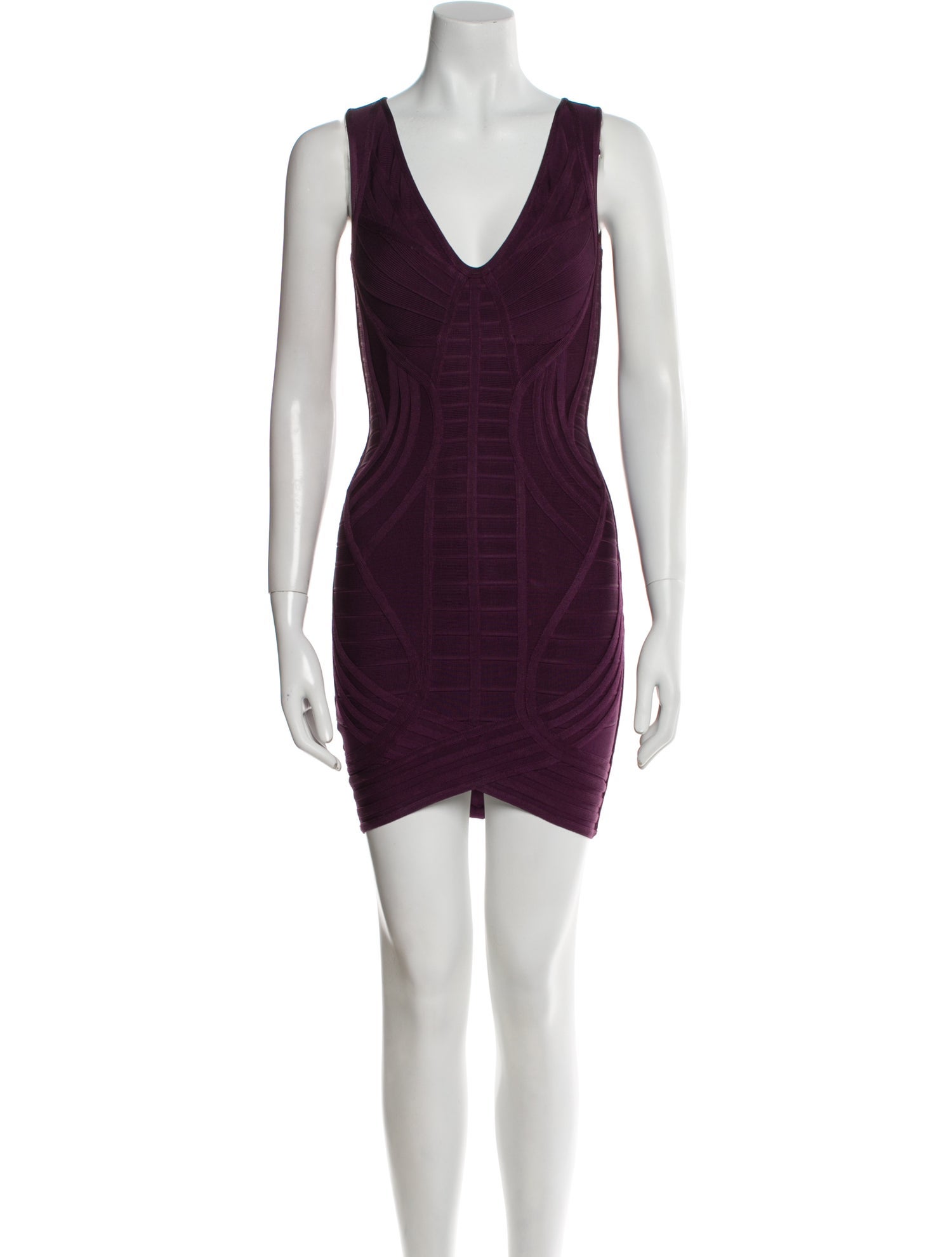 Herve Leger V-Neck Mini Dress