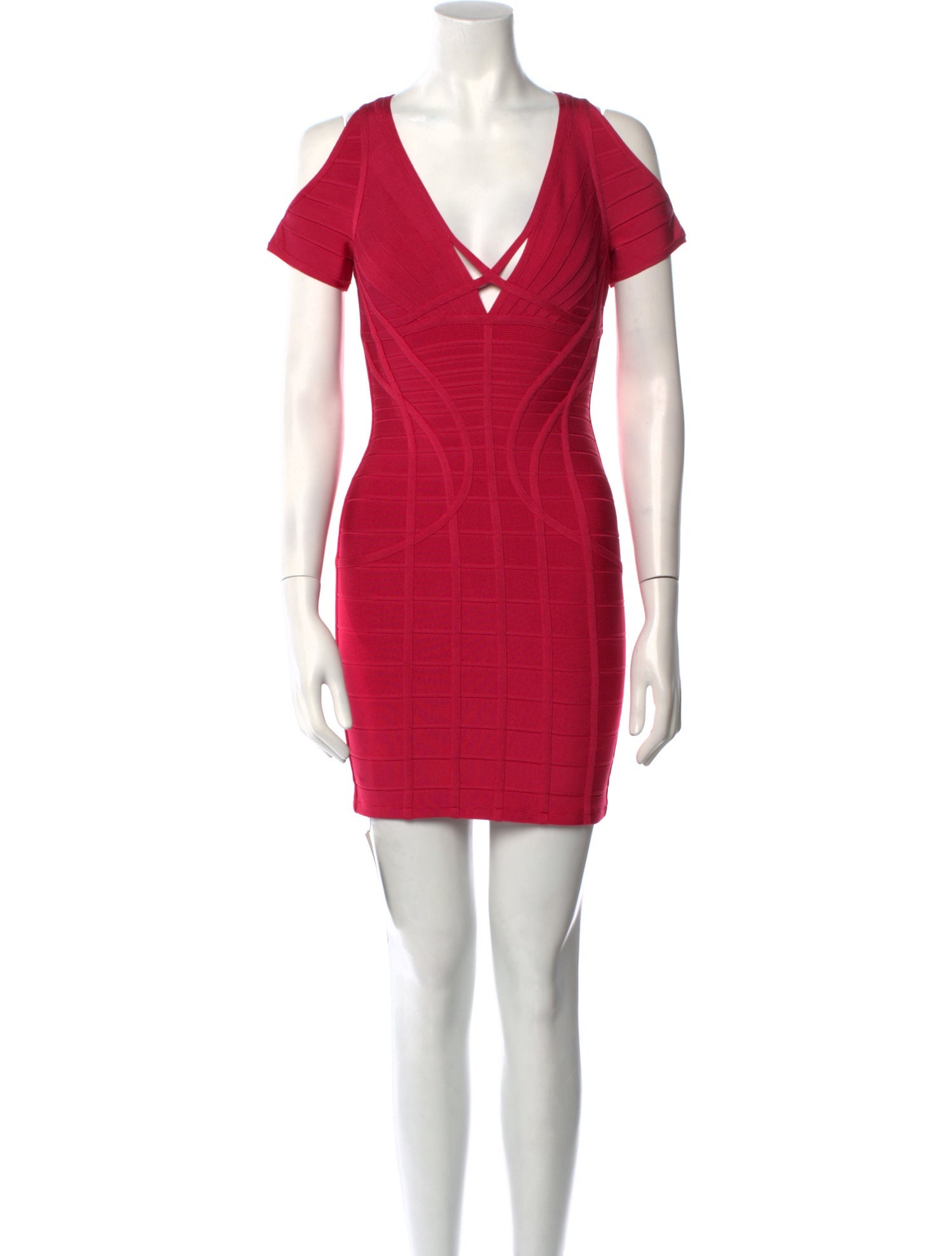 Herve Leger V-Neck Mini Dress