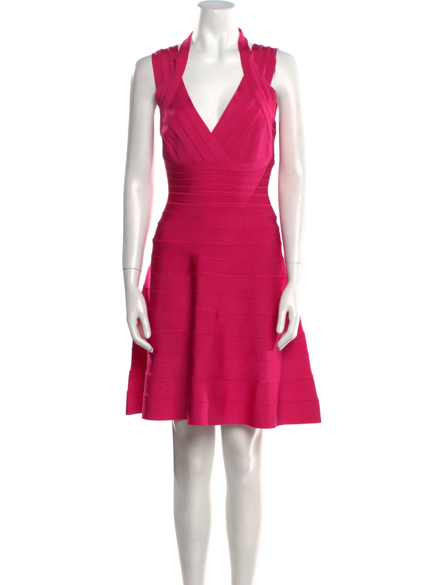 Herve Leger V-Neck Mini Dress