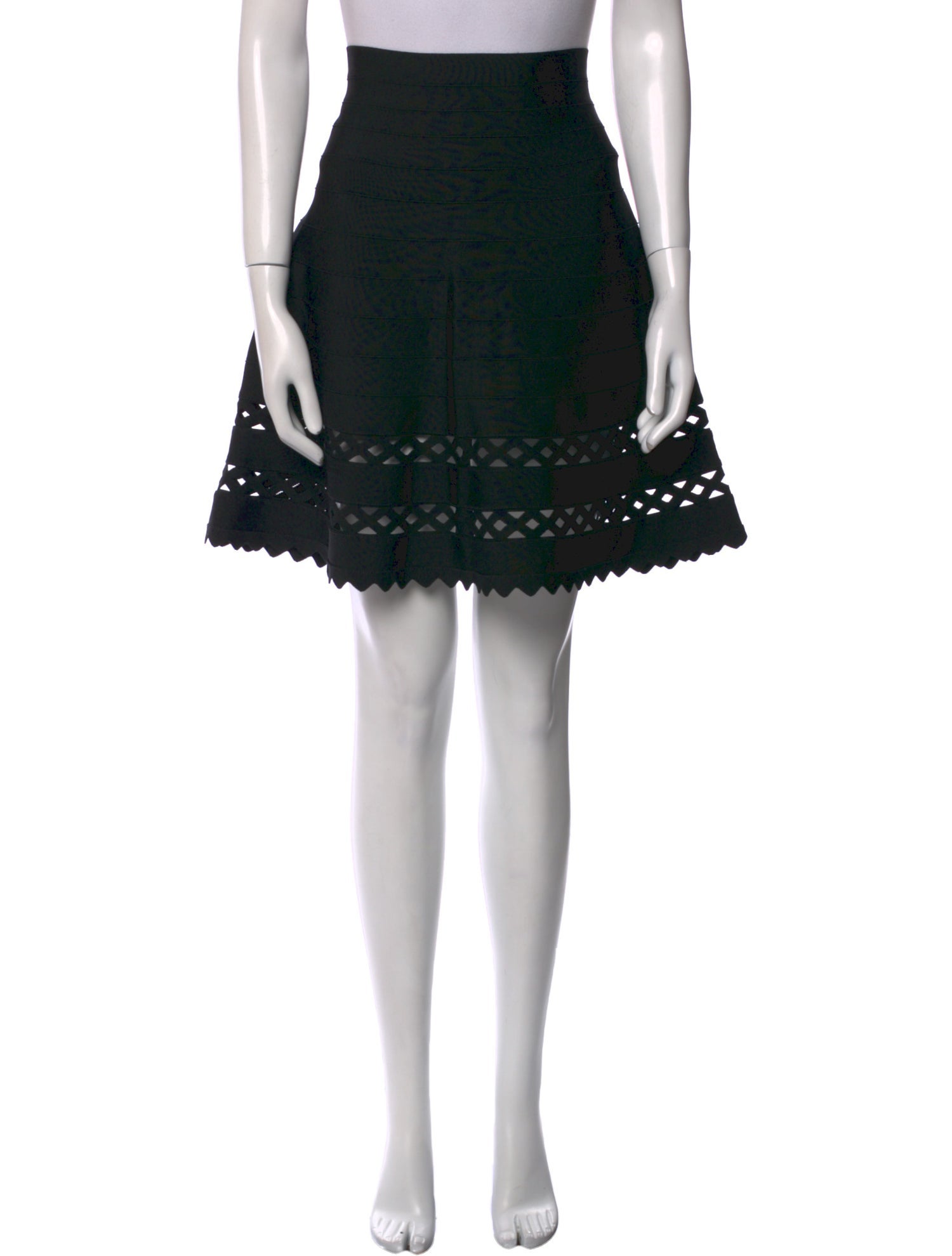 Herve Leger Scalloped Accent Knee-Length Skirt