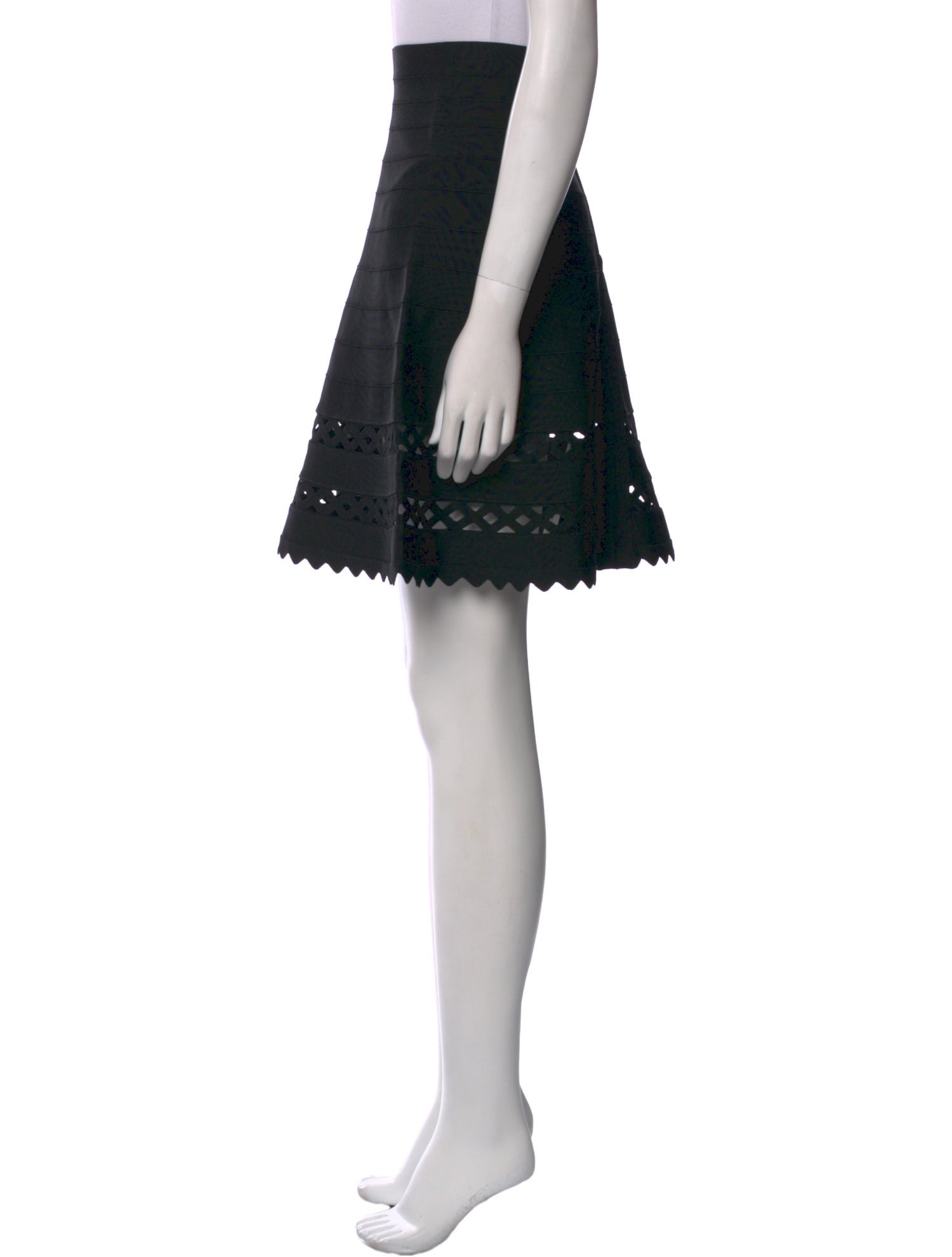 Herve Leger Scalloped Accent Knee-Length Skirt