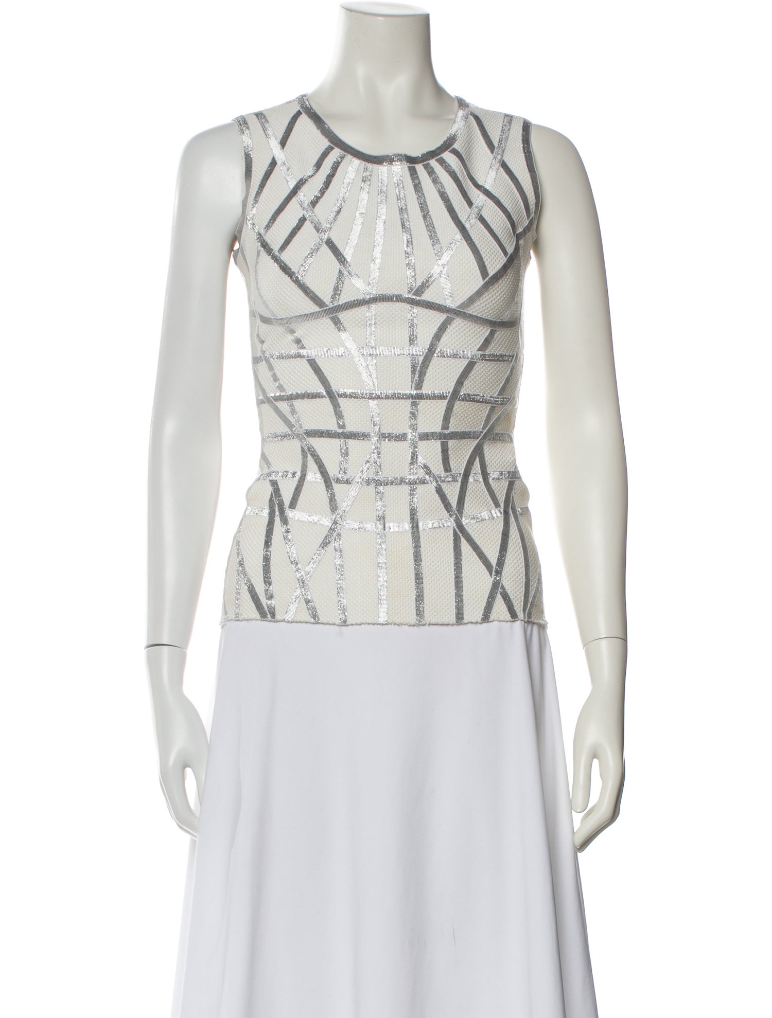 Herve Leger Printed Scoop Neck Top