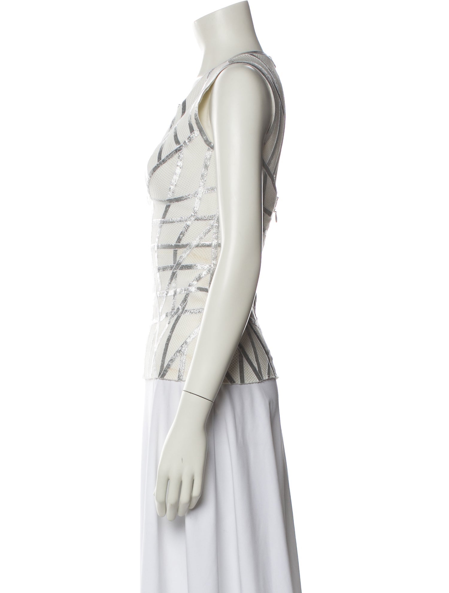 Herve Leger Printed Scoop Neck Top