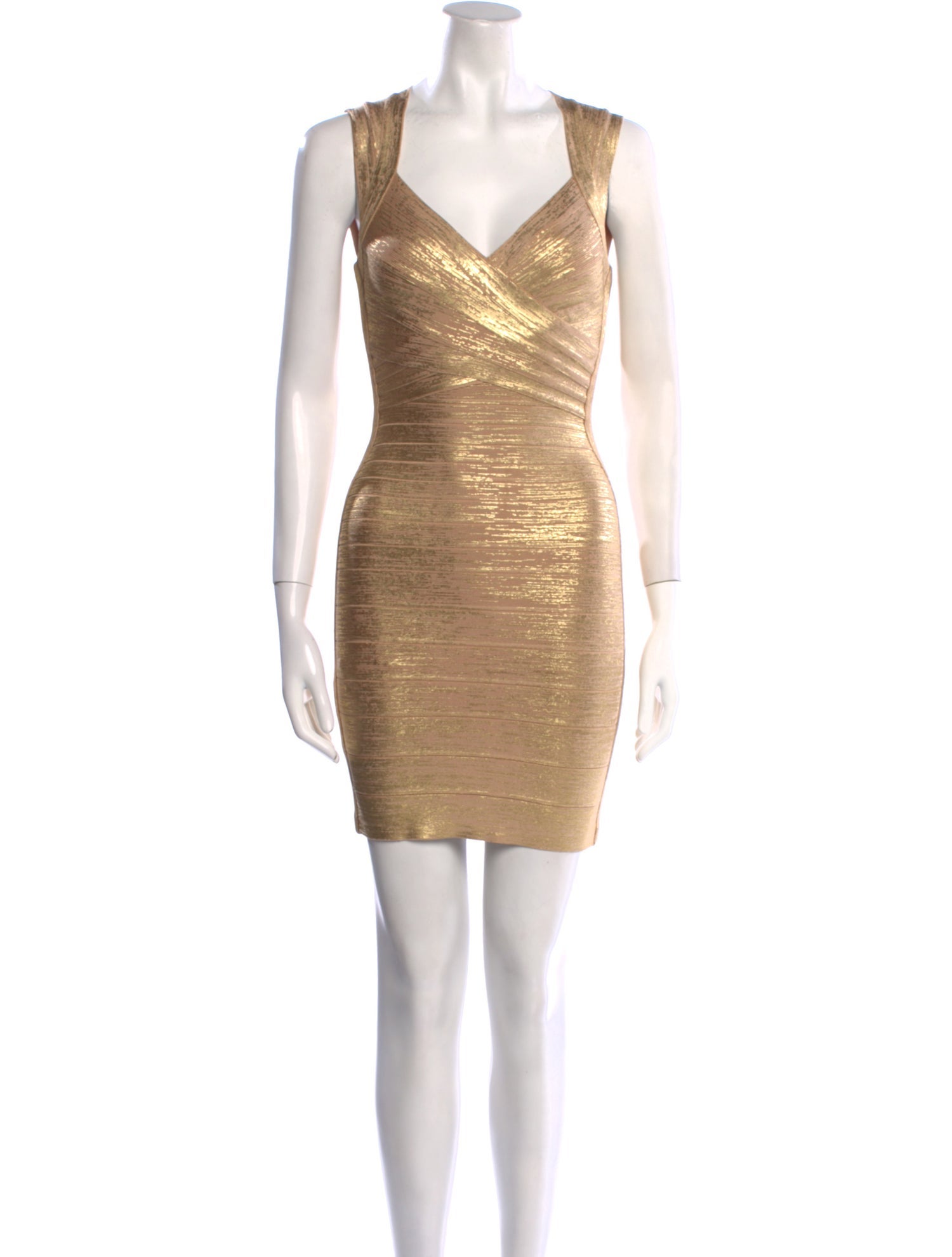 Herve Leger V-Neck Mini Dress