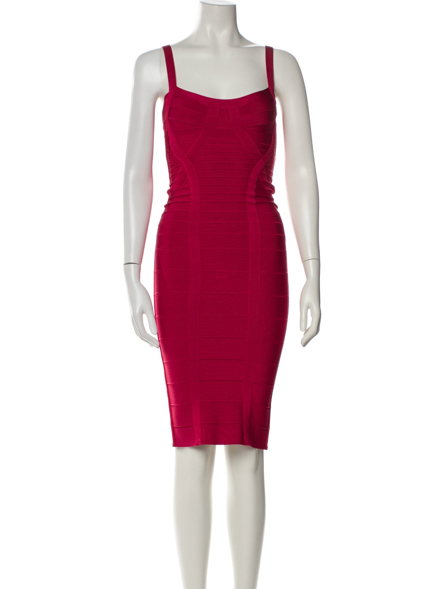 Herve Leger Square Neckline Knee-Length Dress