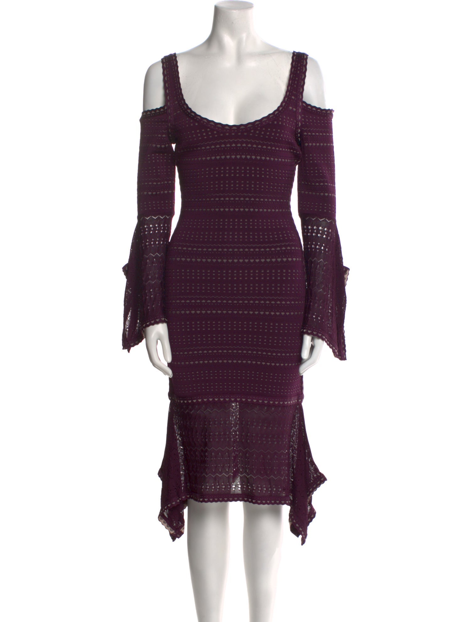 Herve Leger Scoop Neck Knee-Length Dress