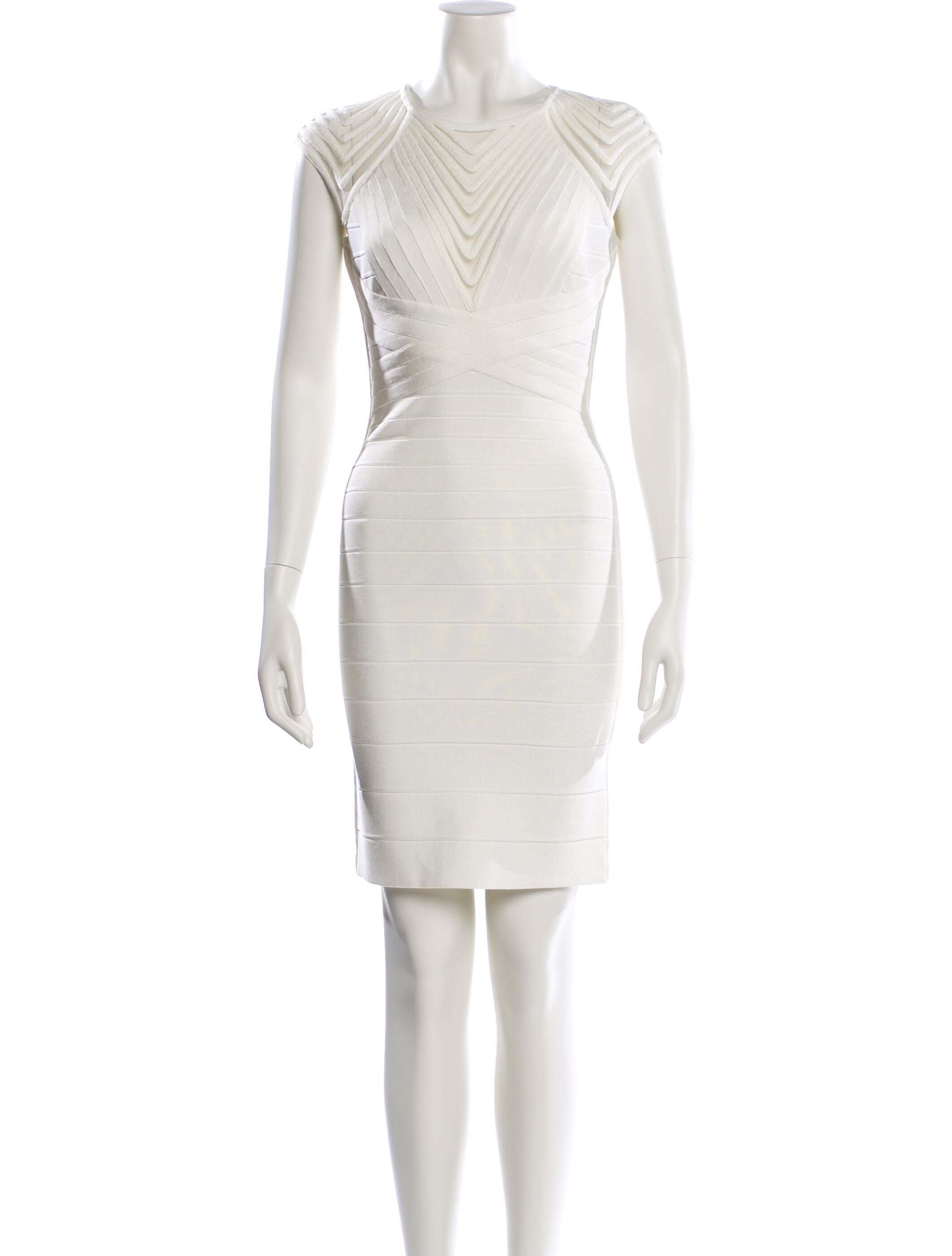 Herve Leger Bateau Neckline Mini Dress