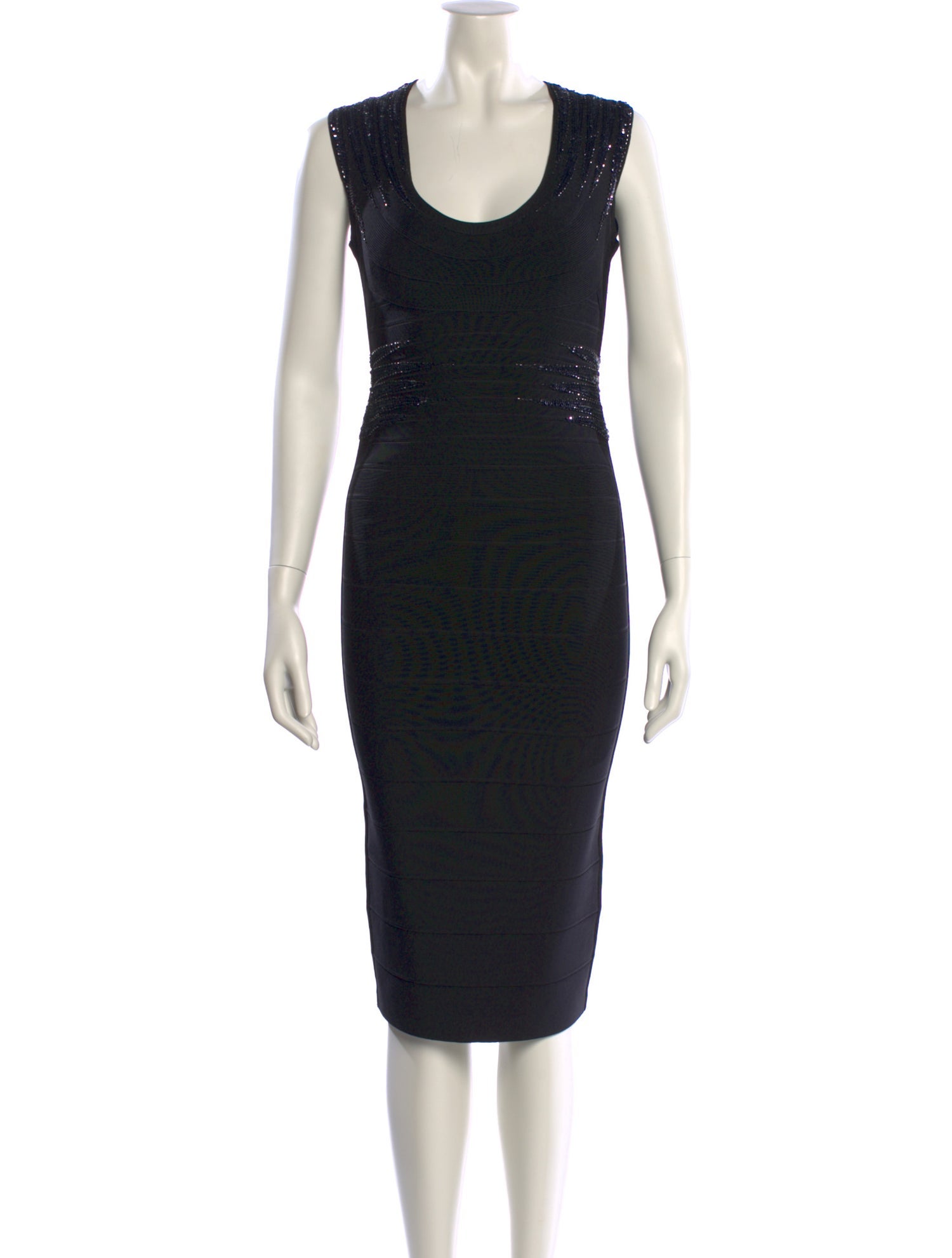 Herve Leger Scoop Neck Knee-Length Dress