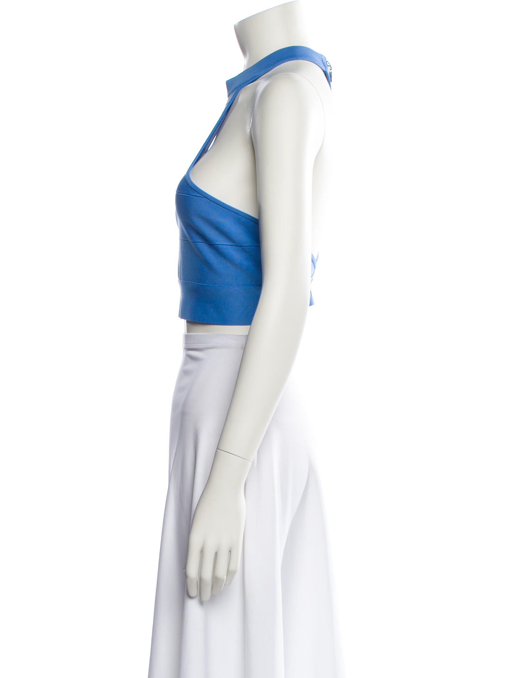 Herve Leger Halterneck Sleeveless Crop Top