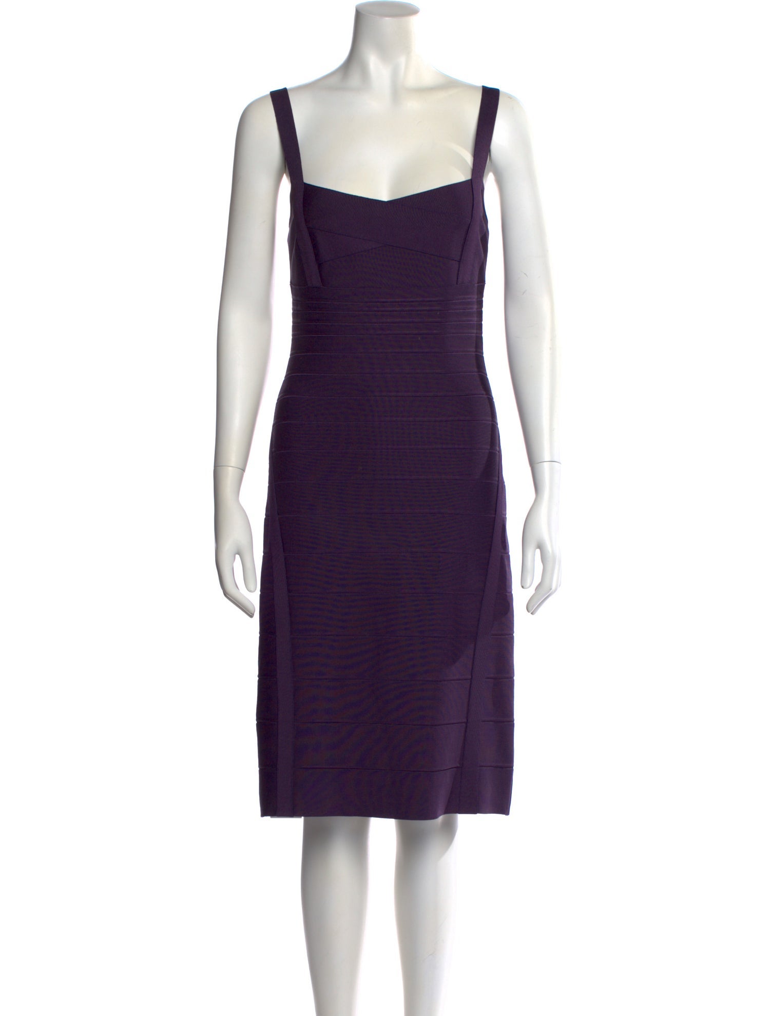 Herve Leger Square Neckline Knee-Length Dress