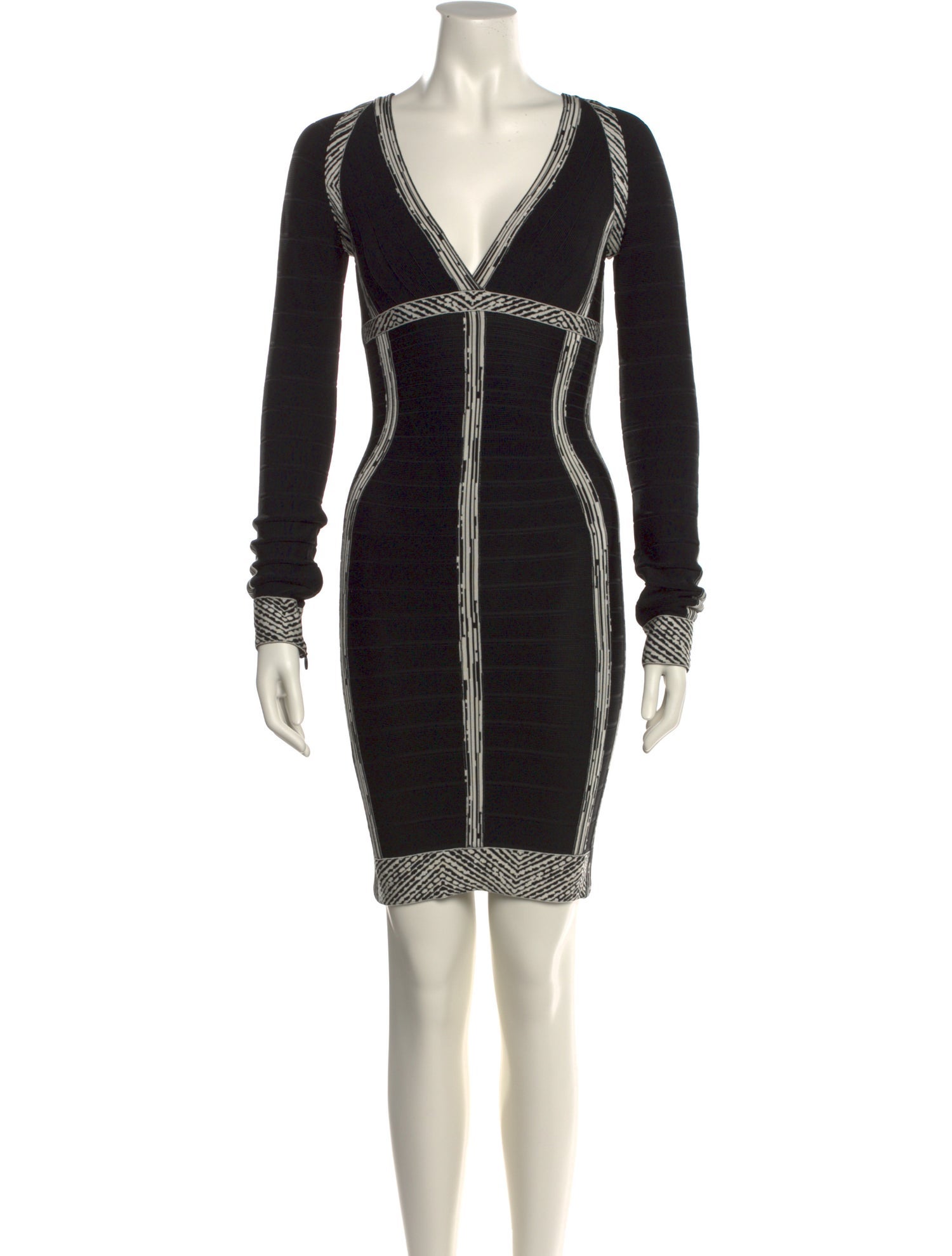 Herve Leger V-Neck Mini Dress